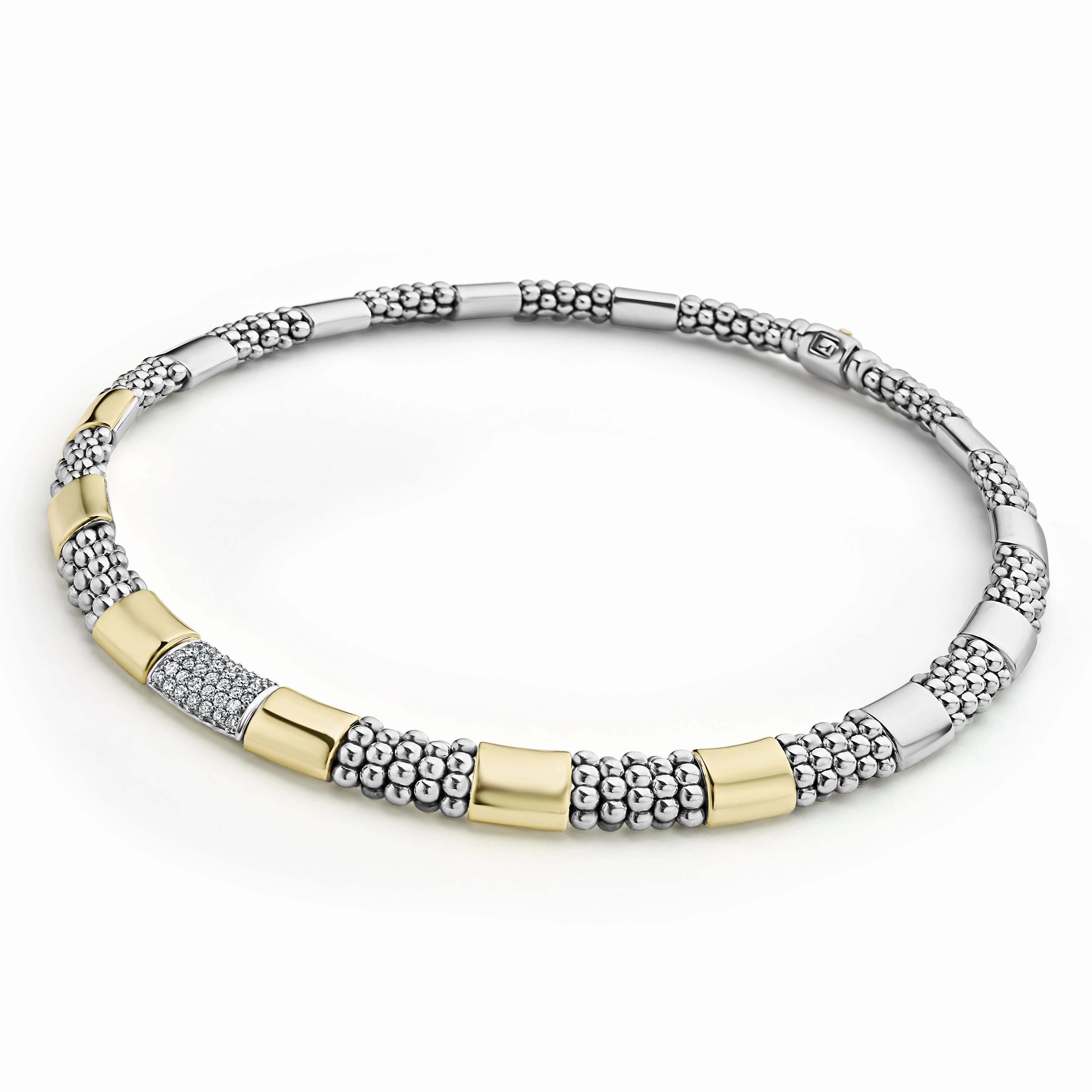 High Bar Two-Tone Station Diamond Necklace