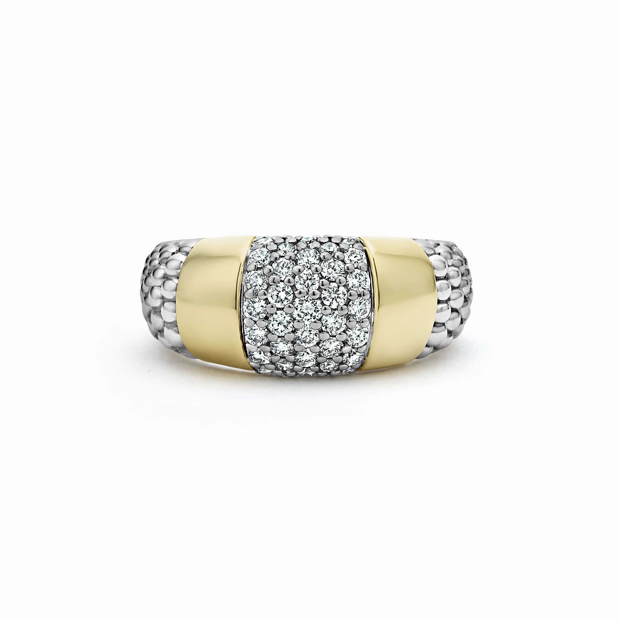 High Bar Two-Tone Station Diamond Ring