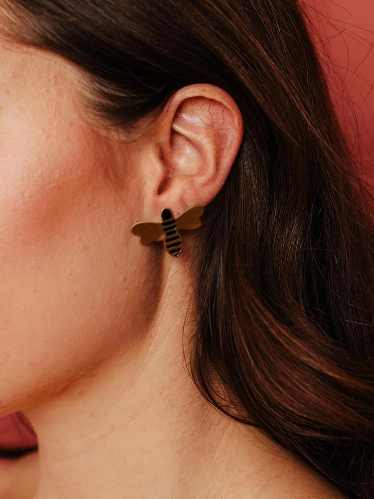 Honey Bee Studs - Gold
