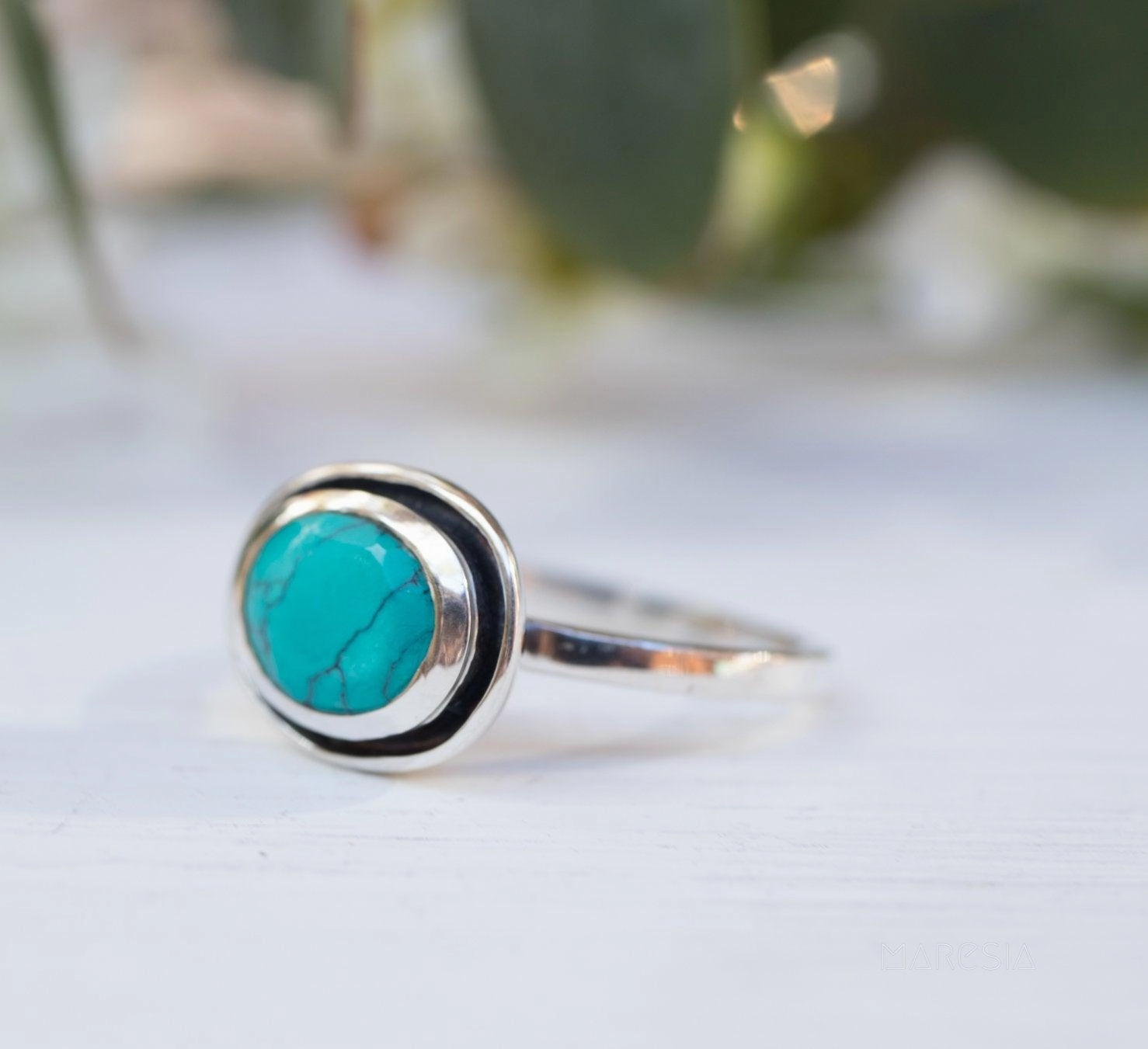 Howlite dyed Turquoise  Ring ~ Sterling Silver 925 ~ MR180