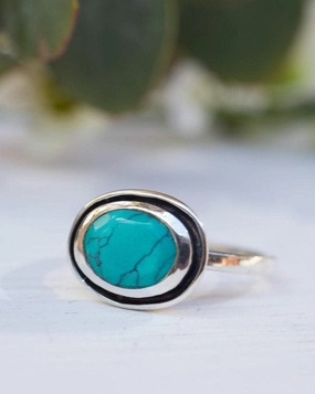 Howlite dyed Turquoise  Ring ~ Sterling Silver 925 ~ MR180