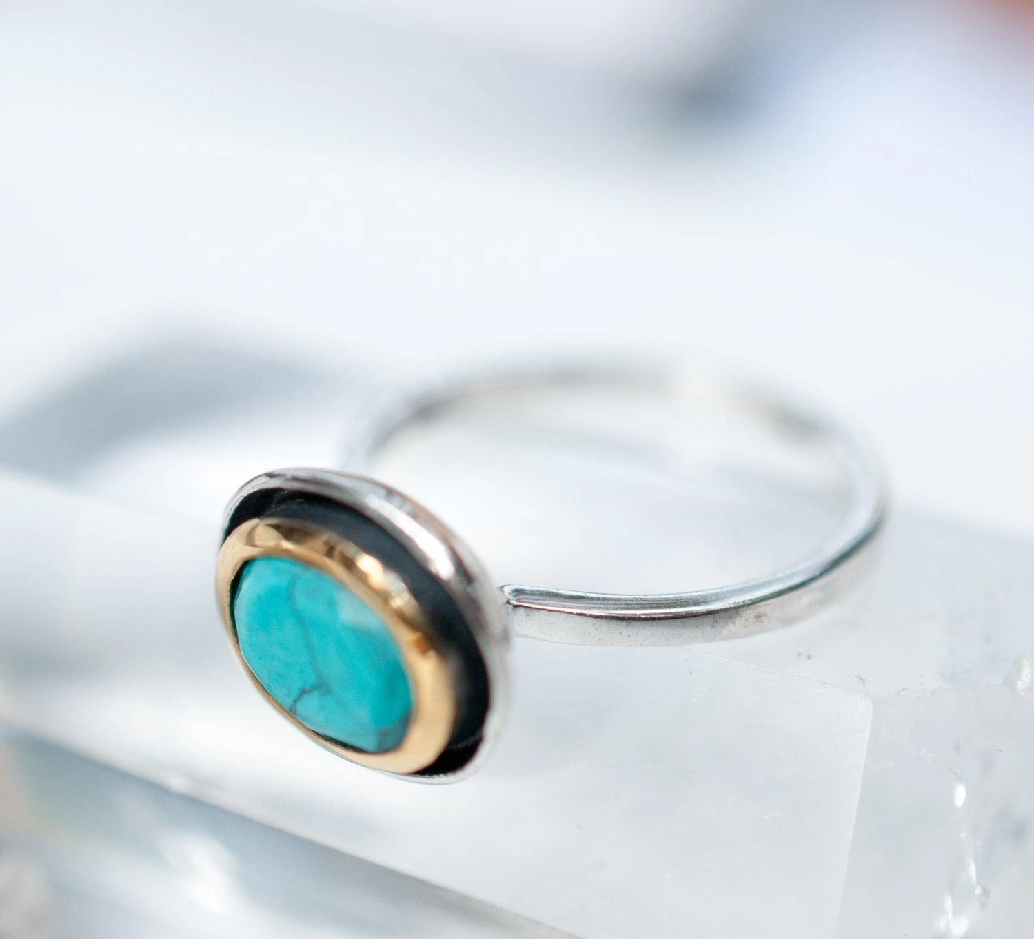 Howlite dyed Turquoise Ring ~ Sterling Silver 925 ~ MR218