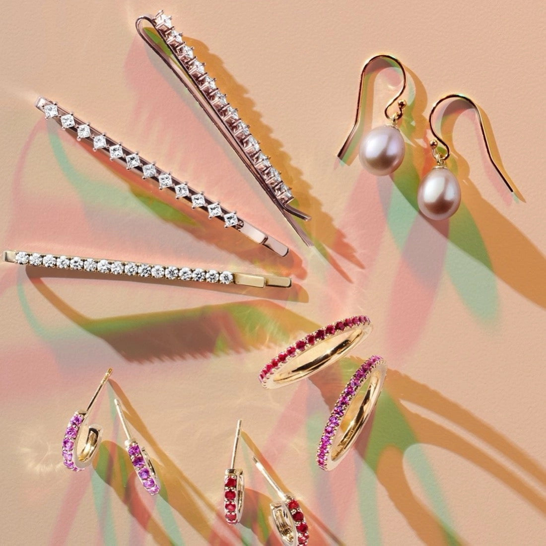 Huggie Hoop Earrings in Pink Sapphires