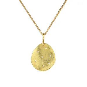 Hydrangea Petal & Diamond Pendant Necklace