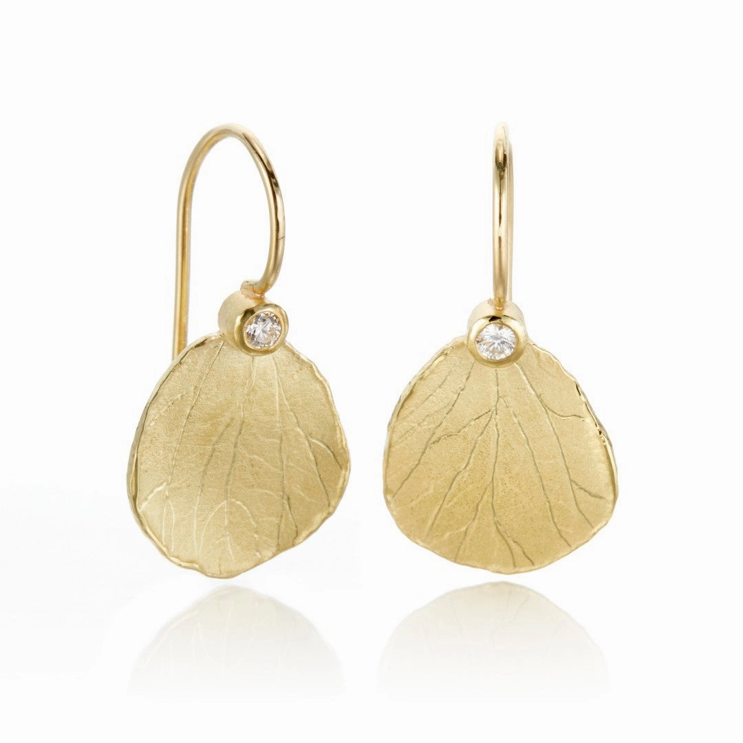 Hydrangea Petal & Diamond Drop Earrings