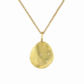 Hydrangea Petal & Diamond Pendant Necklace