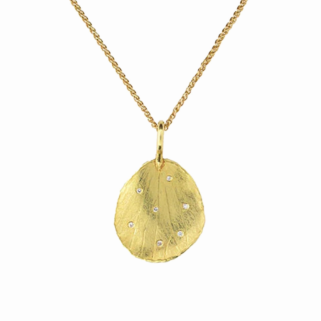 Hydrangea Petal & Diamond Pendant Necklace