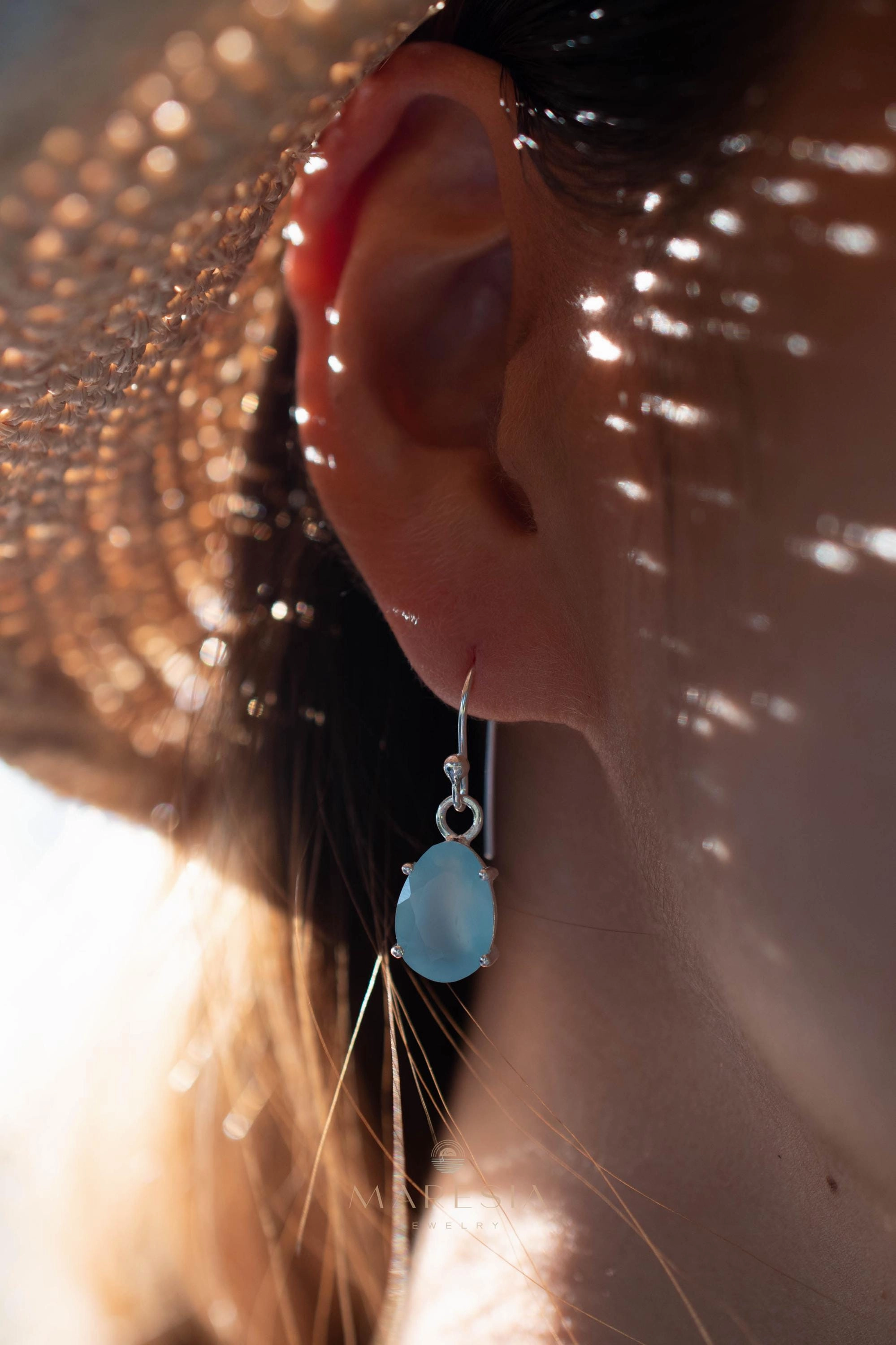 Iara Earrings~ Aqua Chalcedony Earrings~ Sterling Silver 925  ~ ME009