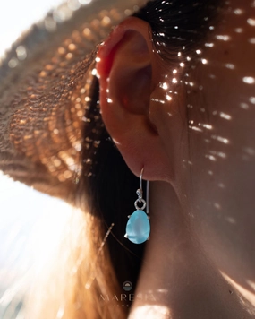 Iara Earrings~ Aqua Chalcedony Earrings~ Sterling Silver 925  ~ ME009
