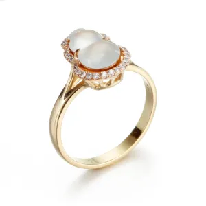 Icy Jade & Diamond Gourd Ring