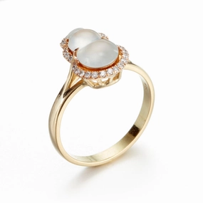 Icy Jade & Diamond Gourd Ring