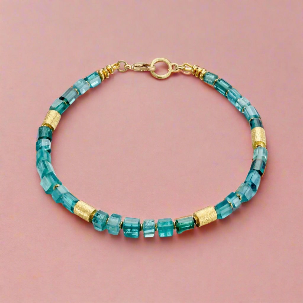 Indicolite Tourmaline Beaded Bracelet