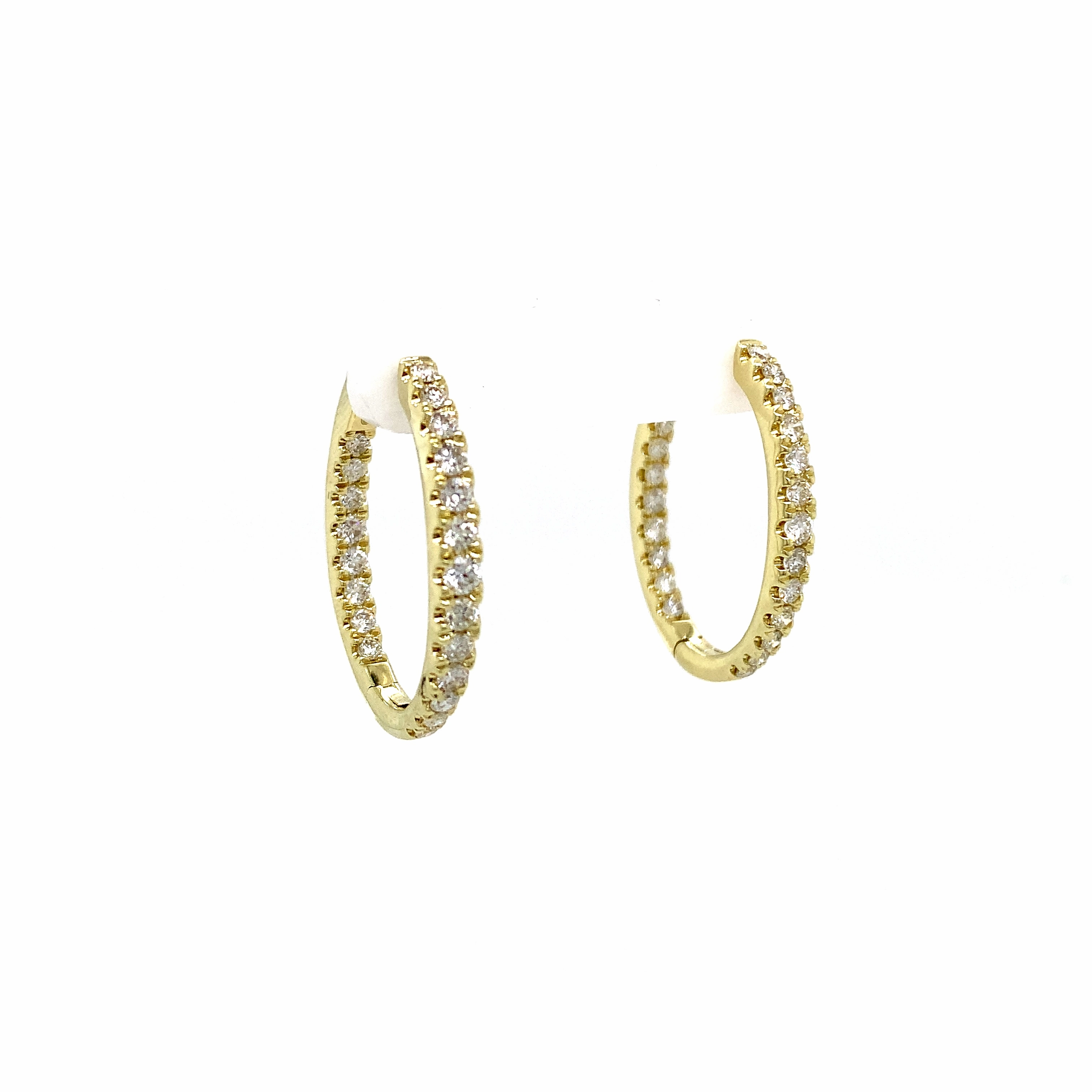 Inside Out Diamond Yellow Gold Hoops