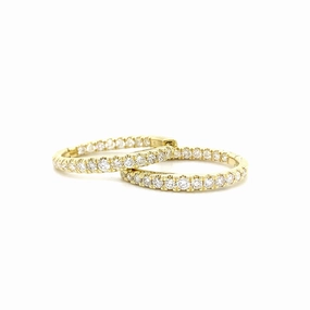 Inside Out Diamond Yellow Gold Hoops