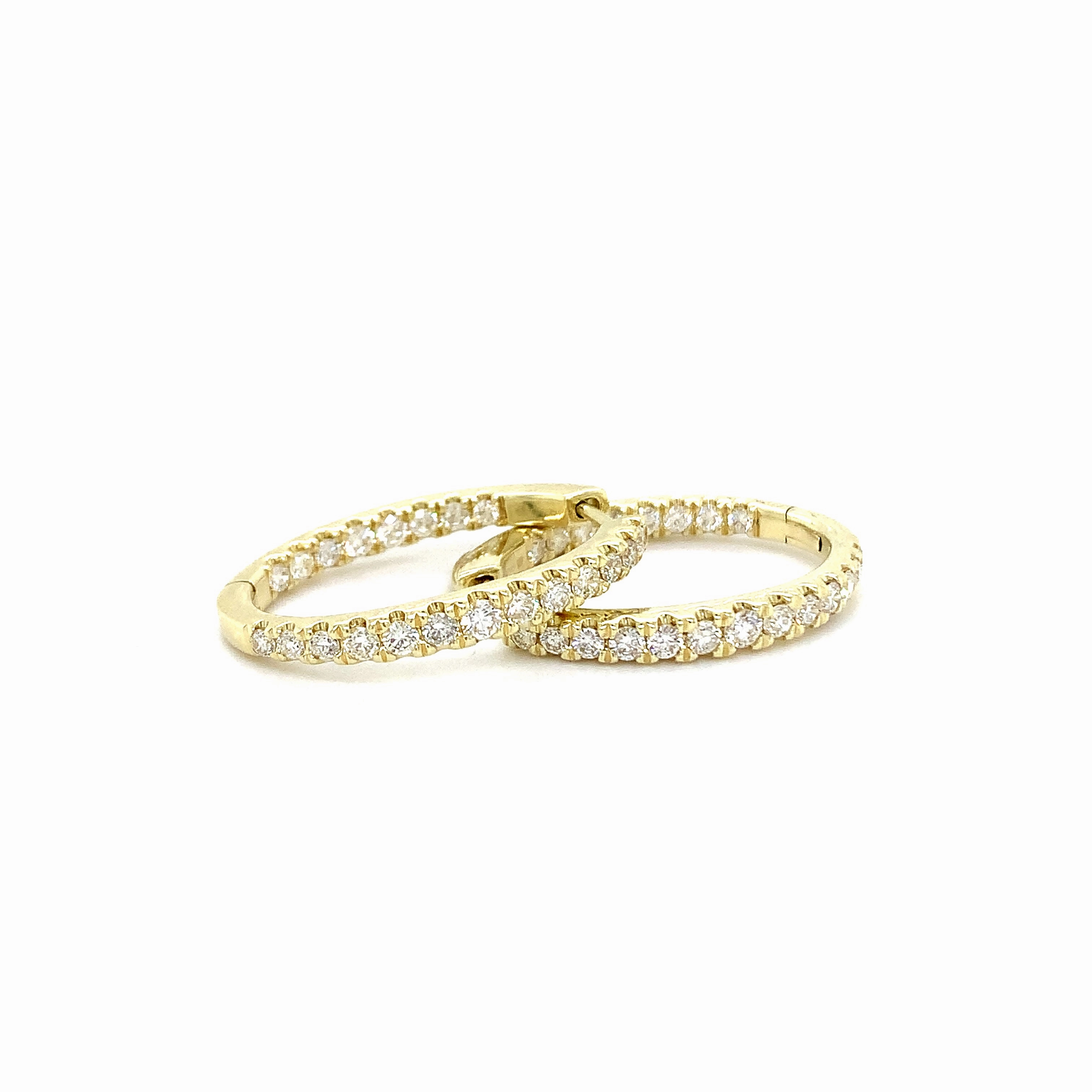 Inside Out Diamond Yellow Gold Hoops