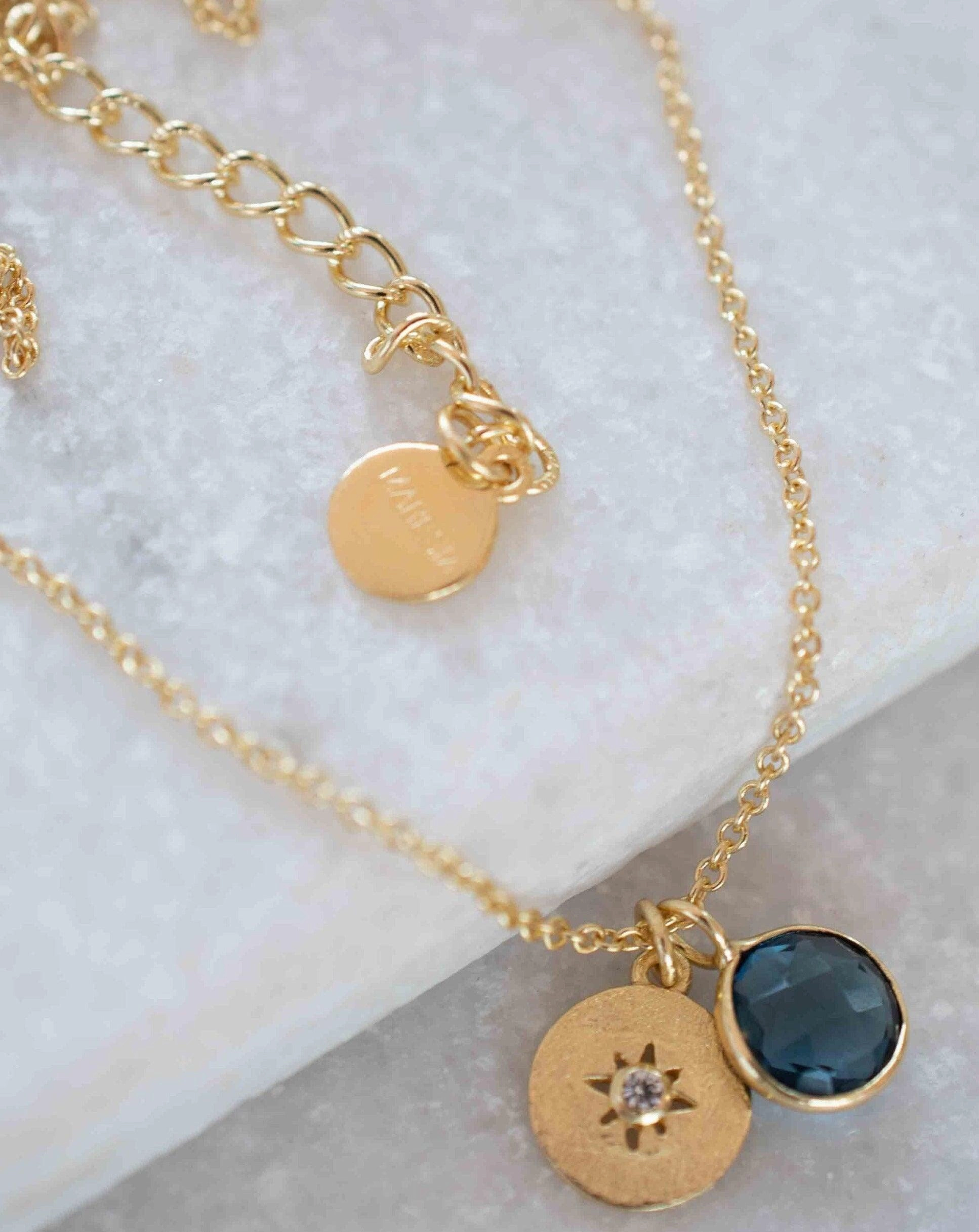 Iolite hydro, Aqua Chalcedony or Labradorite & CZ Necklace ~ Gold Plated 18k ~ MN125