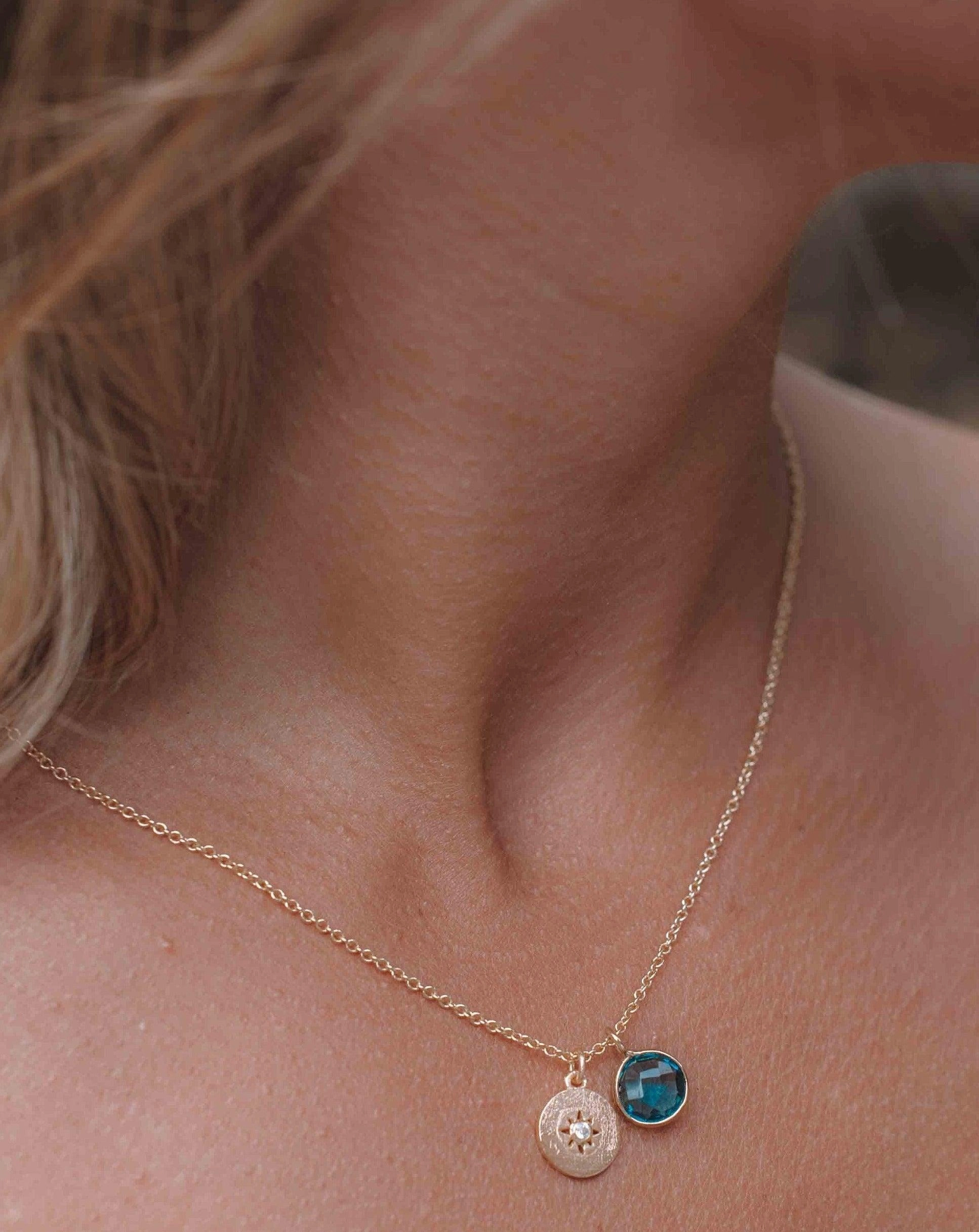 Iolite hydro, Aqua Chalcedony or Labradorite & CZ Necklace ~ Gold Plated 18k ~ MN125