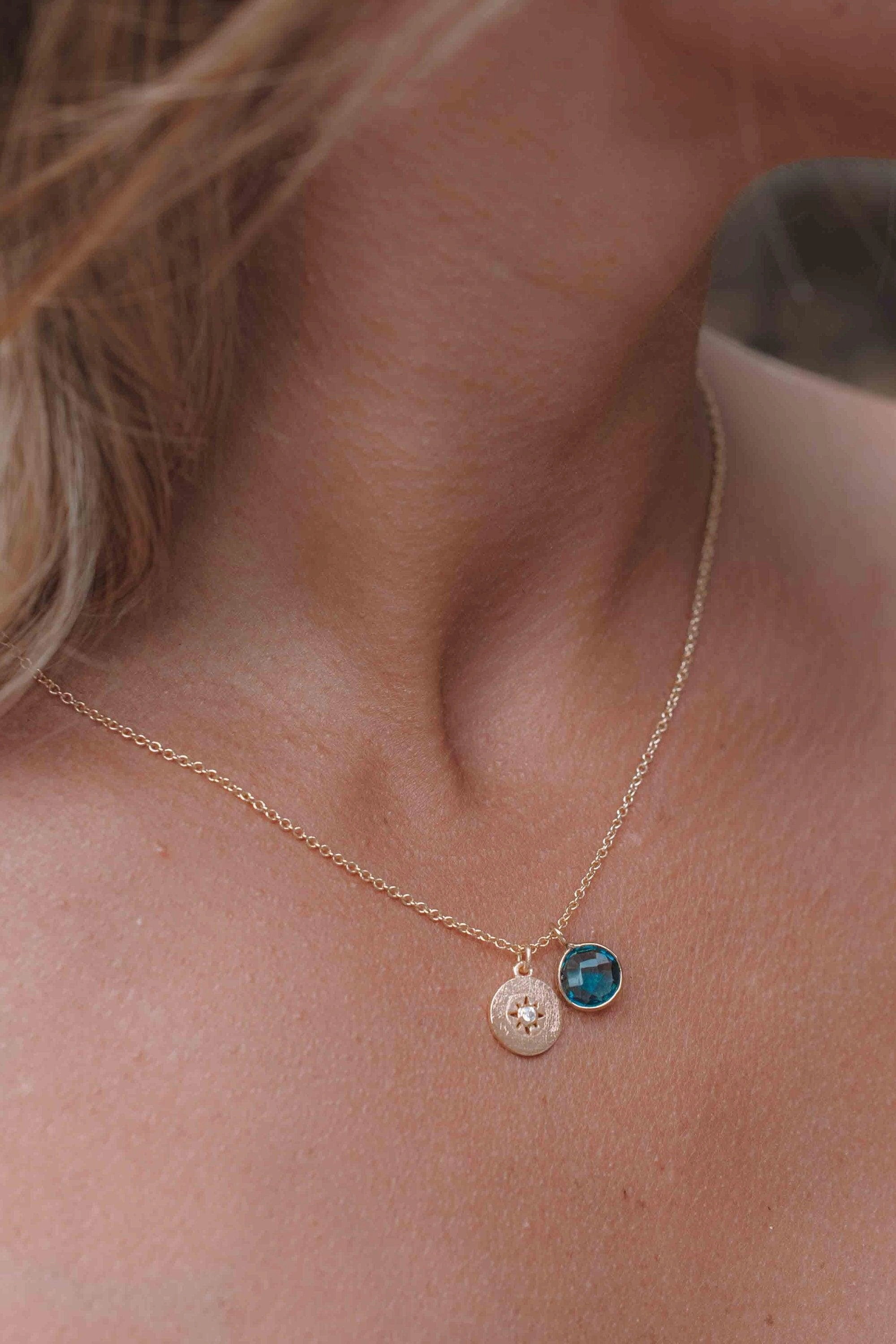 Iolite hydro, Aqua Chalcedony or Labradorite & CZ Necklace ~ Gold Plated 18k ~ MN126