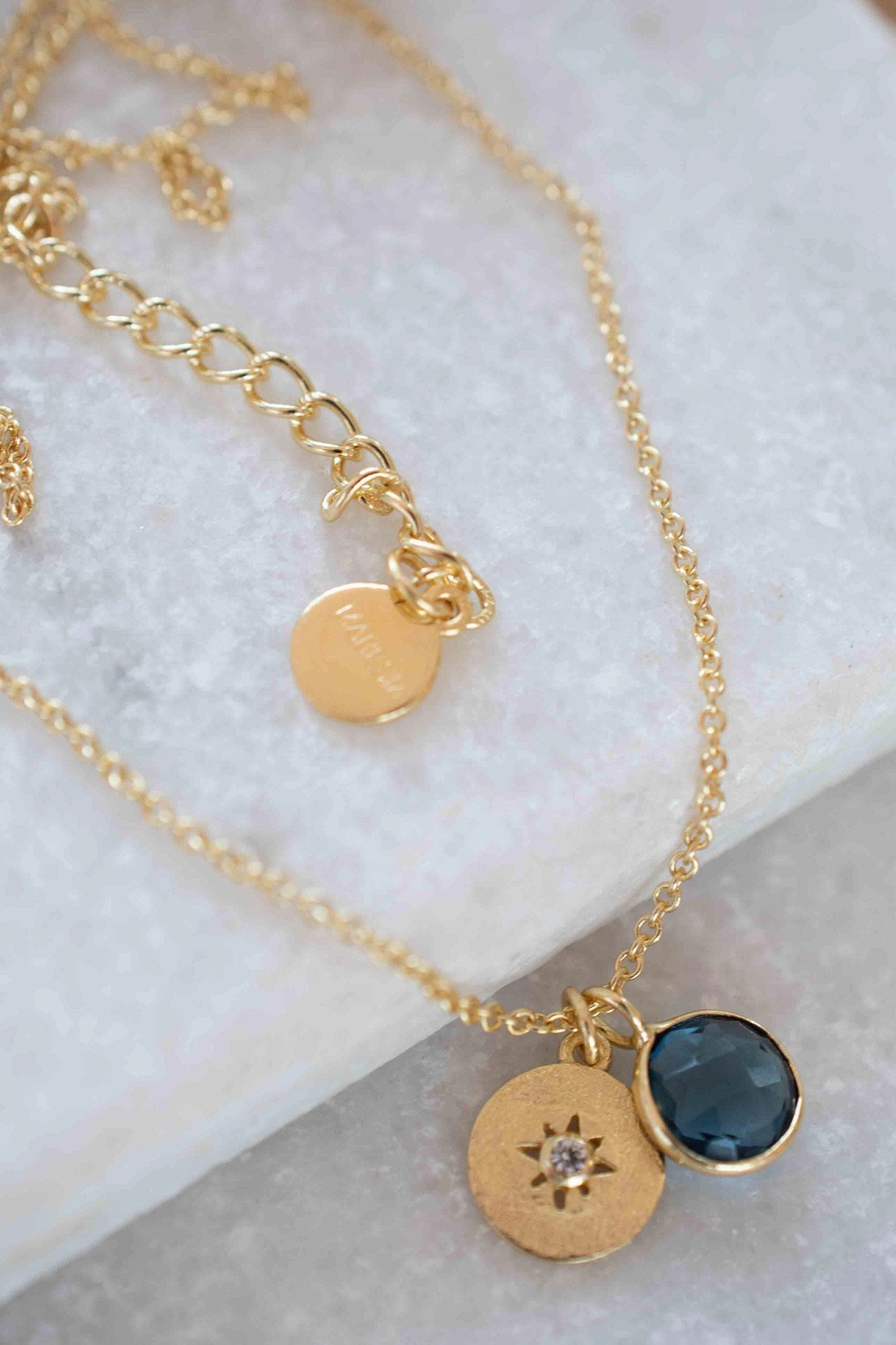 Iolite hydro, Aqua Chalcedony or Labradorite & CZ Necklace ~ Gold Plated 18k ~ MN126