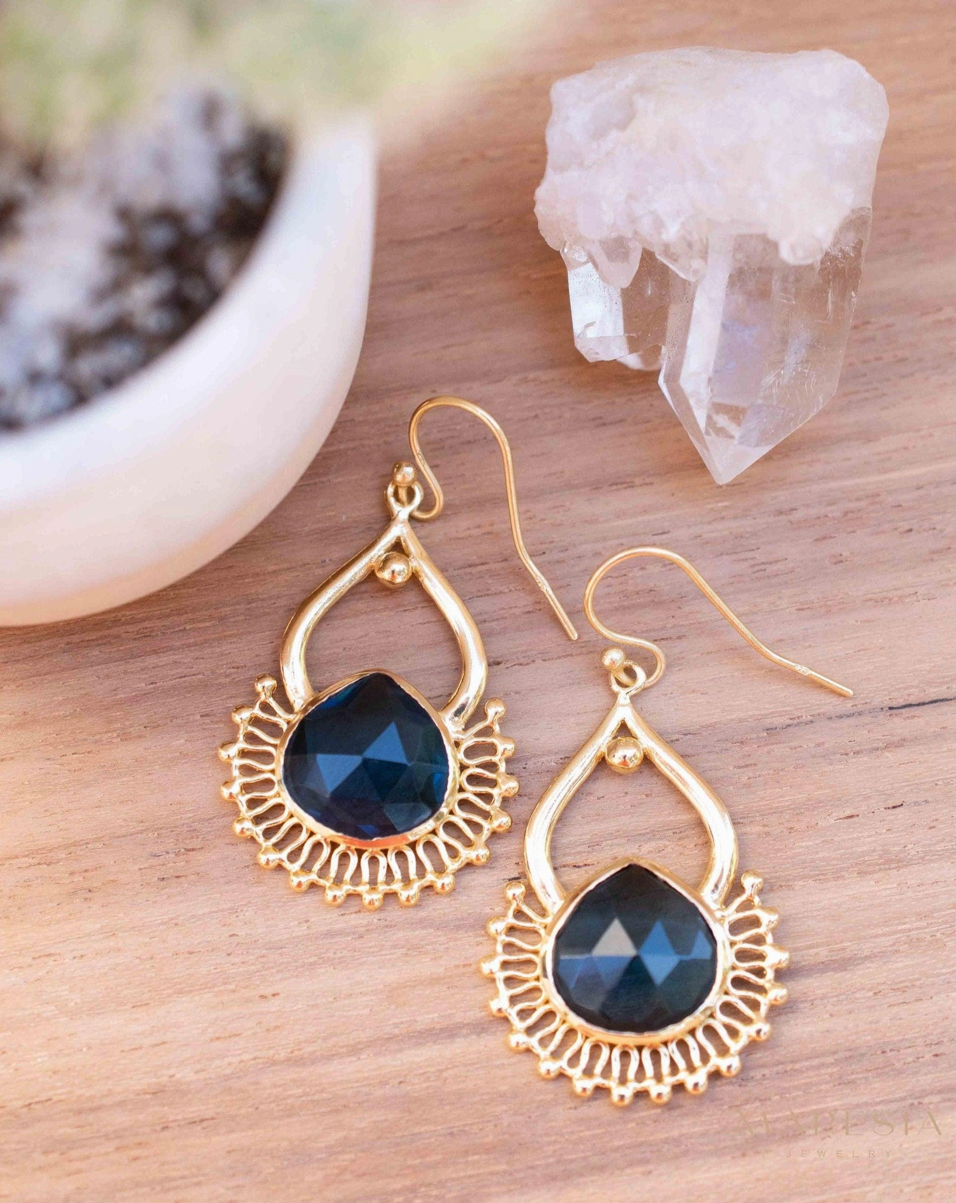 Iolite hydro Earrings ~ 18k Gold Plated ~ ME184