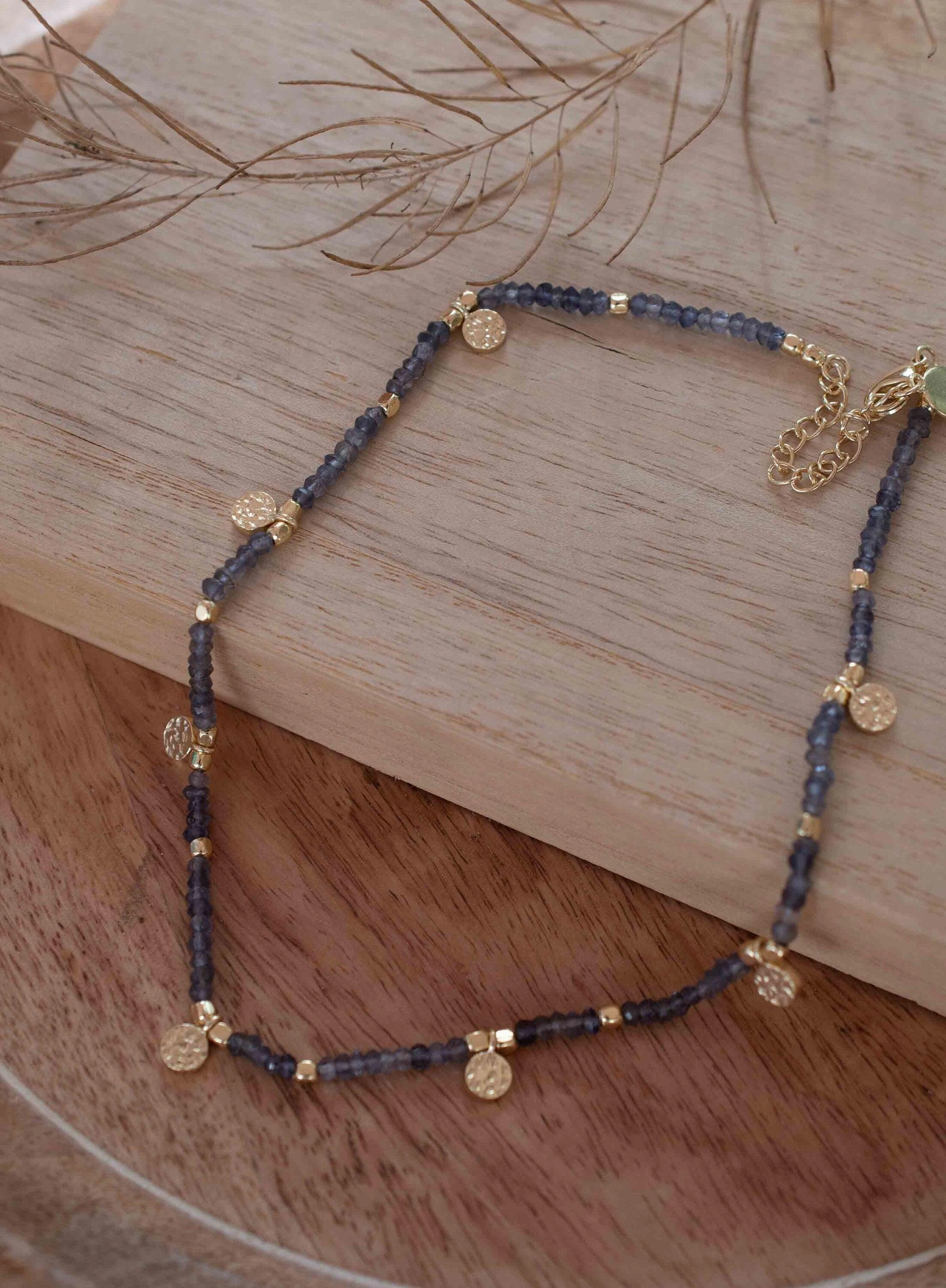 Iolite hydro Necklace ~ Gold Plated 18k ~ MN103