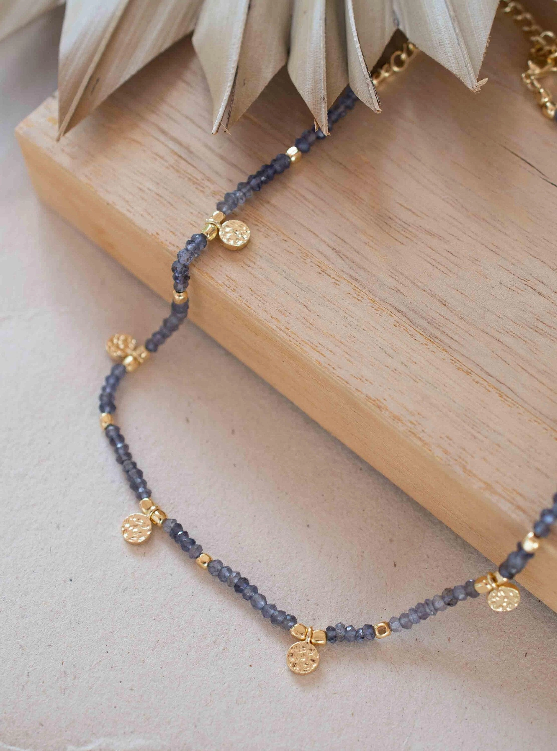 Iolite hydro Necklace ~ Gold Plated 18k ~ MN103