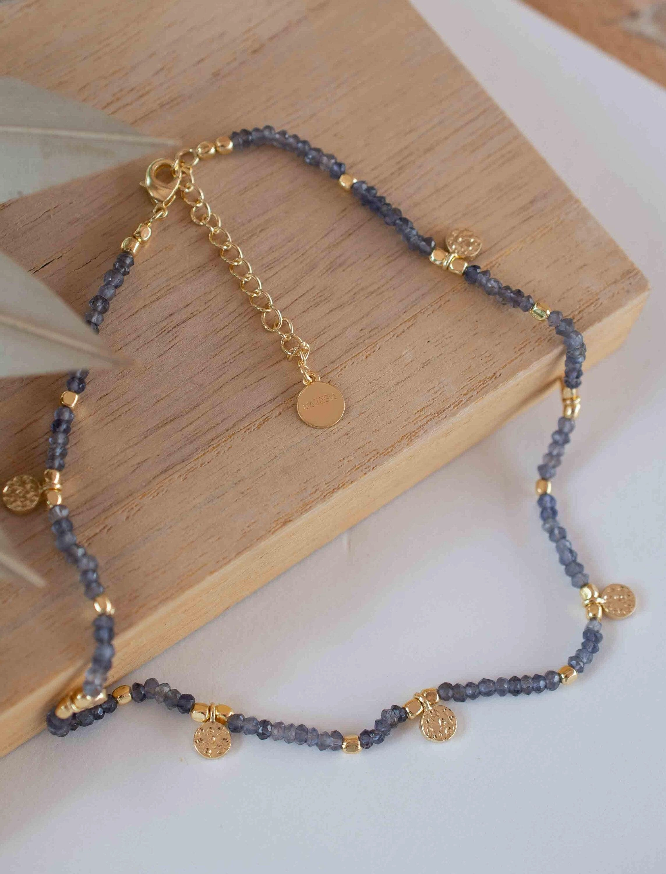 Iolite hydro Necklace ~ Gold Plated 18k ~ MN103