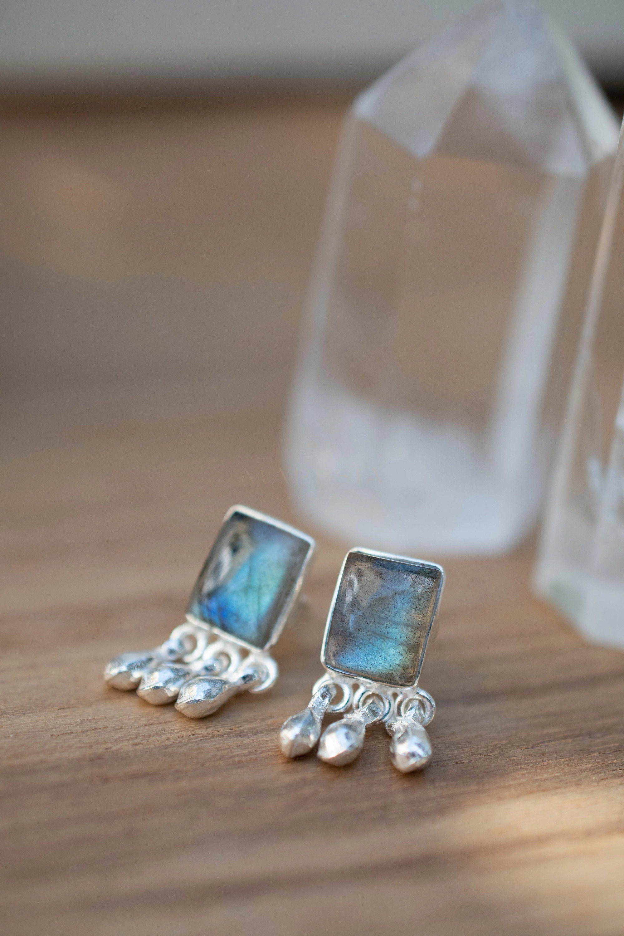 Jacy Earrings ~ Labradorite ~ Sterling Silver 925 or Gold Plated over Sterling Silver ~ ME228