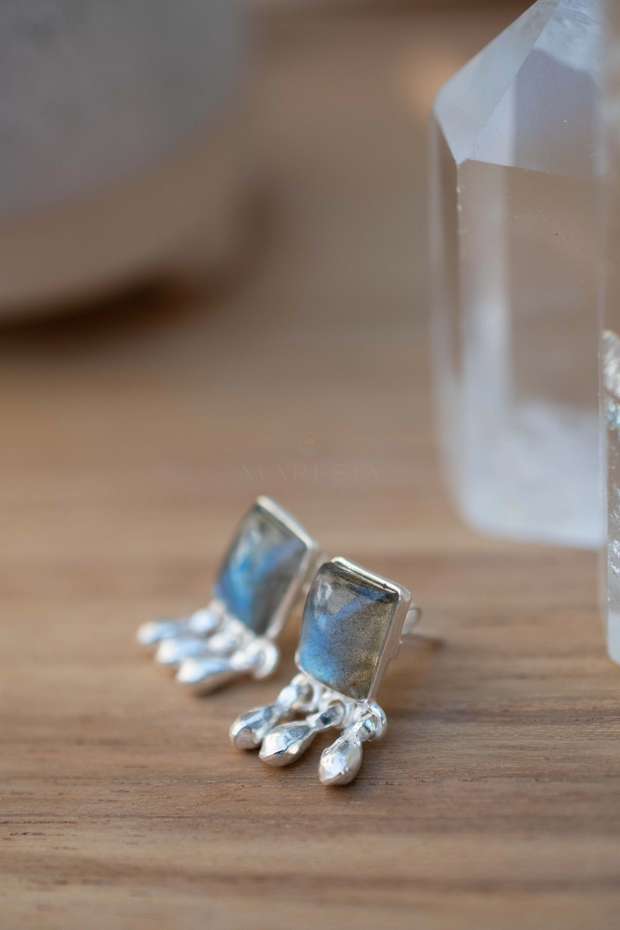 Jacy Earrings ~ Labradorite ~ Sterling Silver 925 or Gold Plated over Sterling Silver ~ ME228