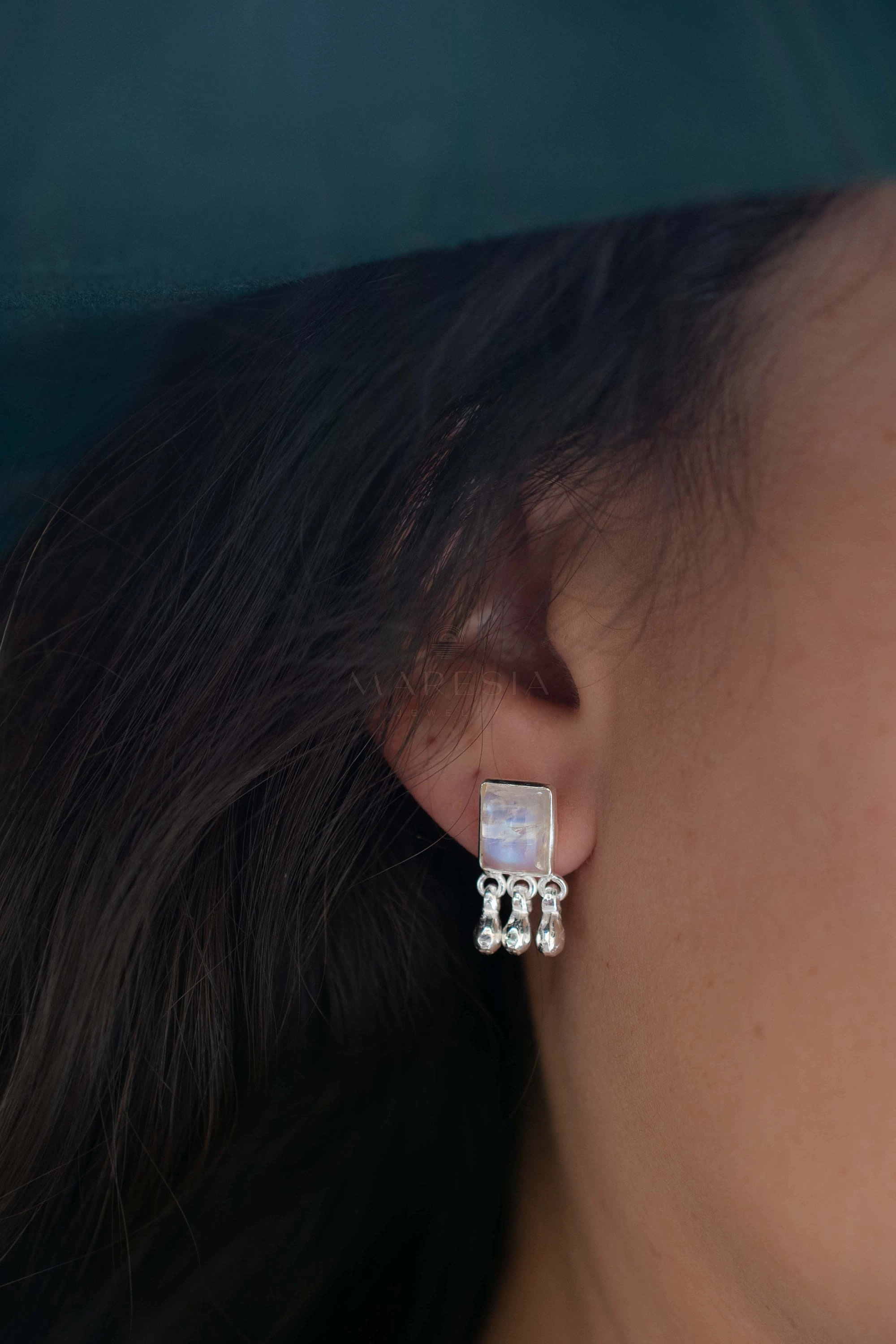 Jacy Earrings ~ Moonstone ~ Sterling Silver 925 or Gold Plated over Sterling Silver ~ ME229