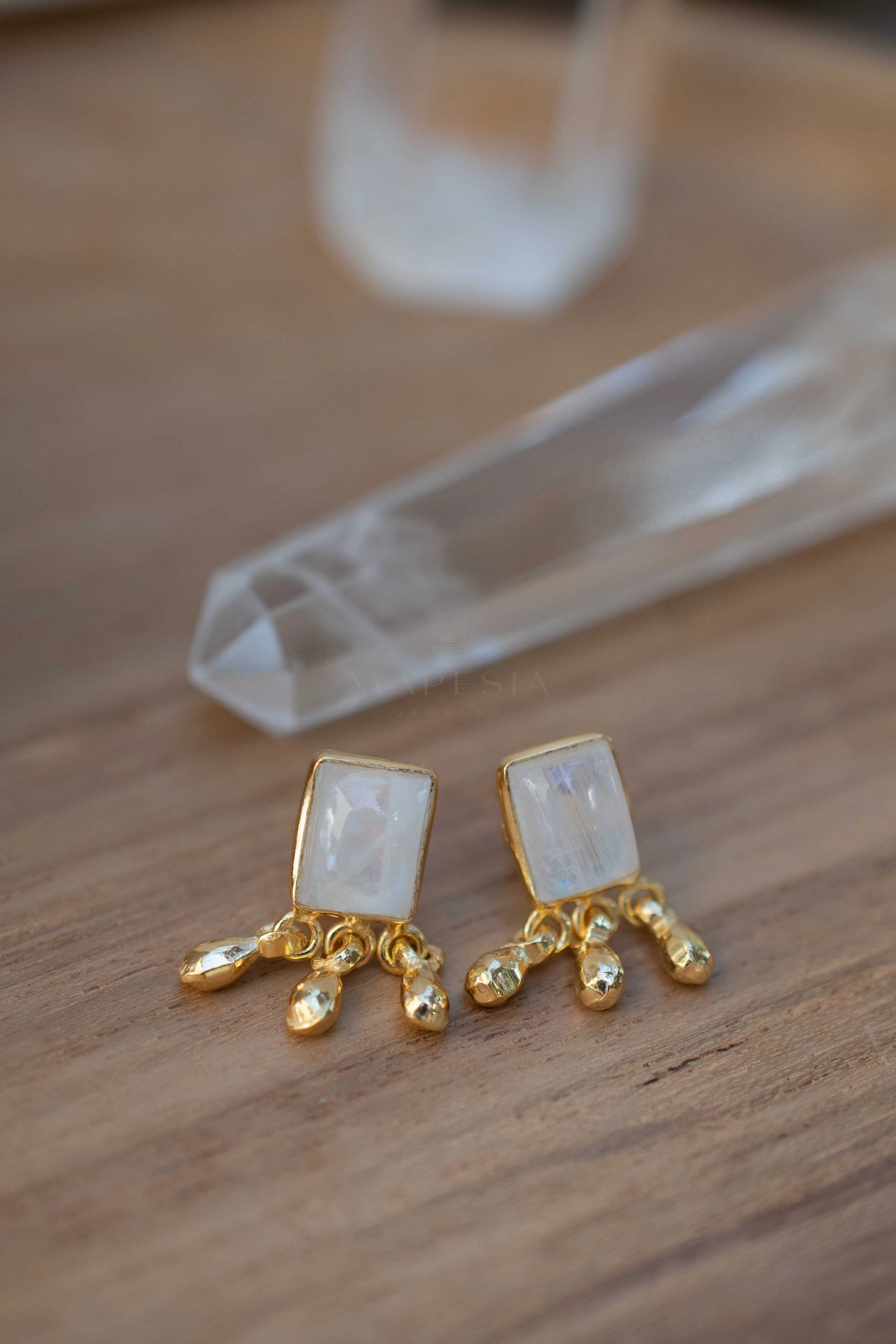 Jacy Earrings ~ Moonstone ~ Sterling Silver 925 or Gold Plated over Sterling Silver ~ ME229