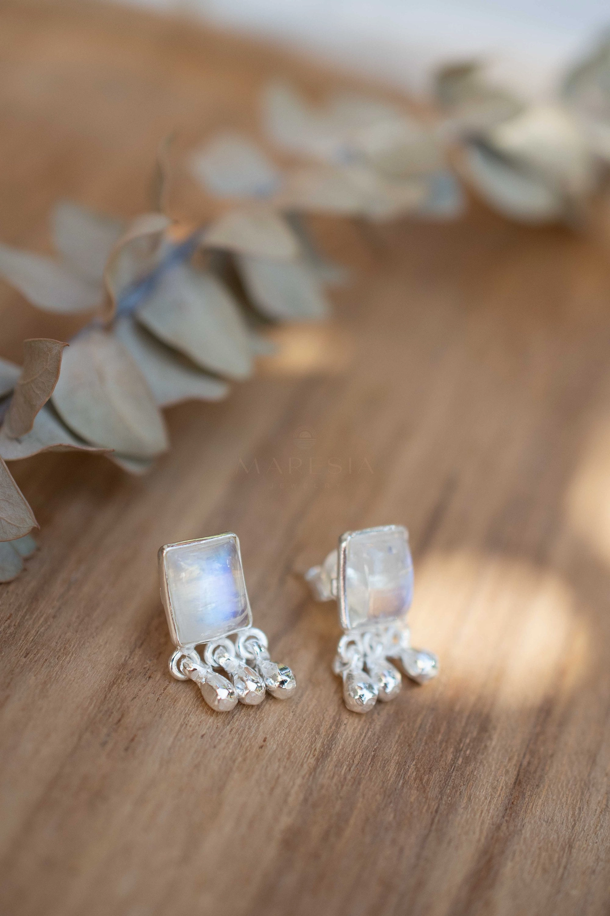 Jacy Earrings ~ Moonstone ~ Sterling Silver 925 or Gold Plated over Sterling Silver ~ ME229