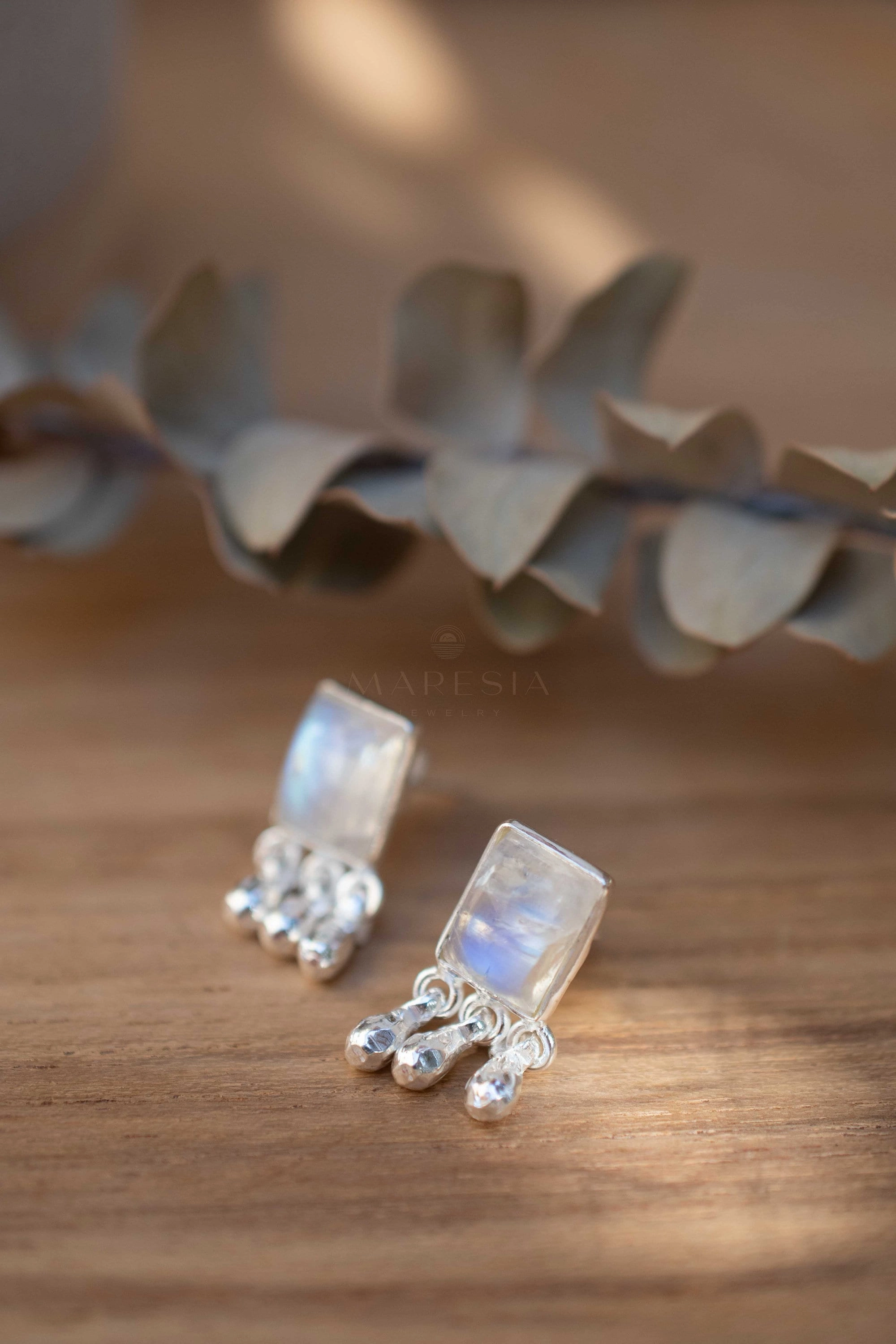 Jacy Earrings ~ Moonstone ~ Sterling Silver 925 or Gold Plated over Sterling Silver ~ ME229