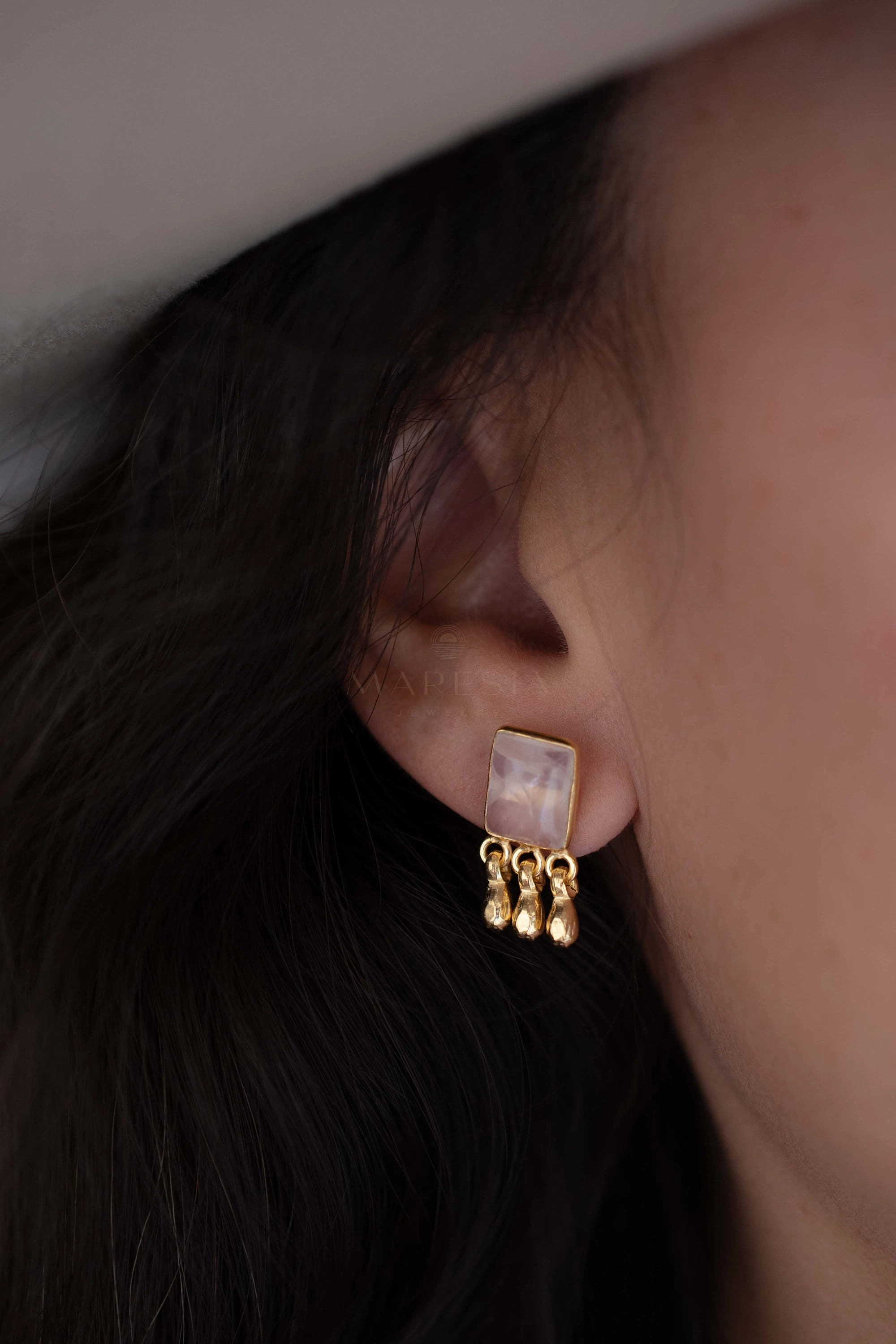 Jacy Earrings ~ Rose Quartz  ~ Sterling Silver or 18k Gold Plated over Sterling Silver ~ ME2