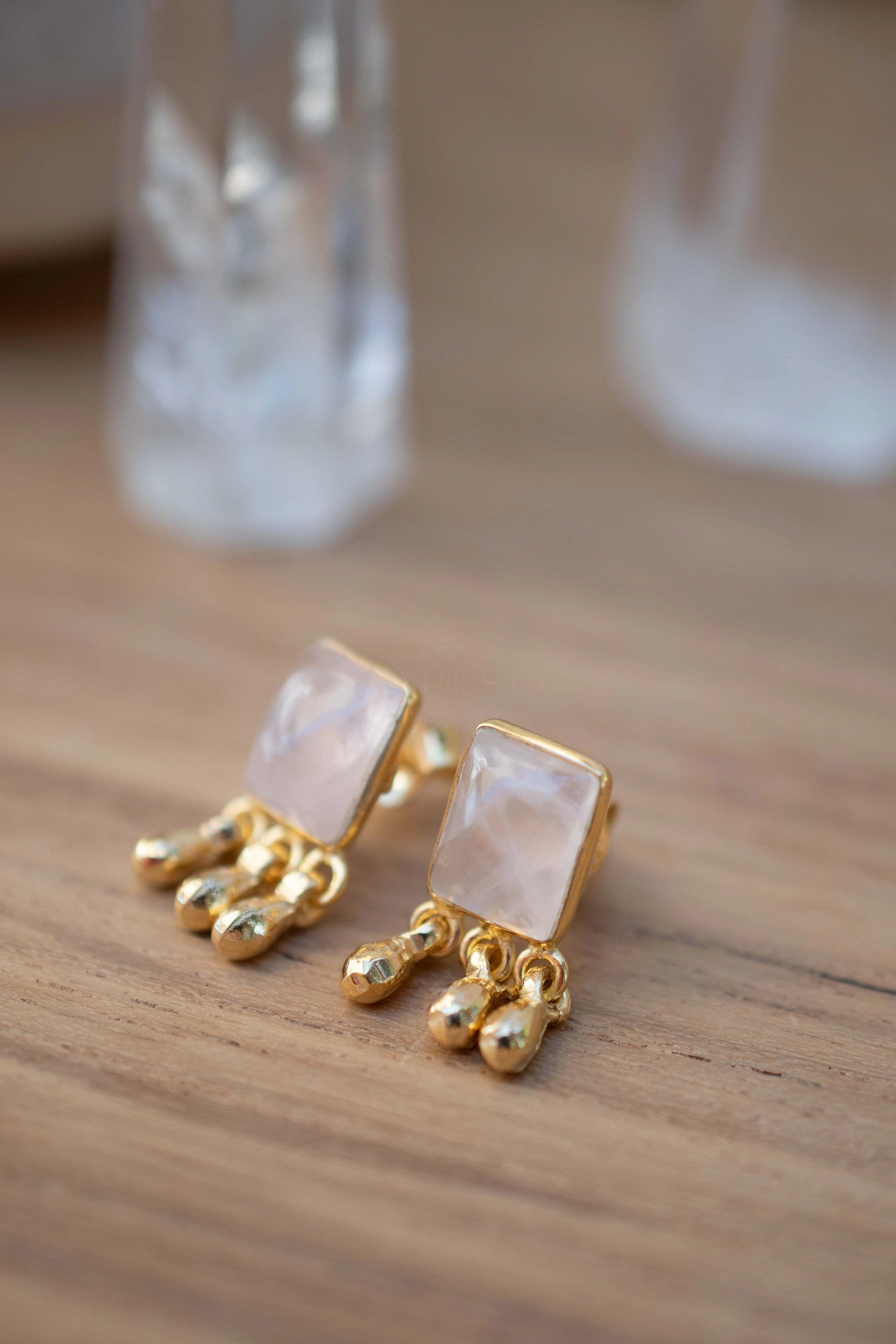 Jacy Earrings ~ Rose Quartz  ~ Sterling Silver or 18k Gold Plated over Sterling Silver ~ ME2