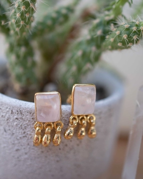 Jacy Earrings ~ Rose Quartz  ~ Sterling Silver or 18k Gold Plated over Sterling Silver ~ ME2