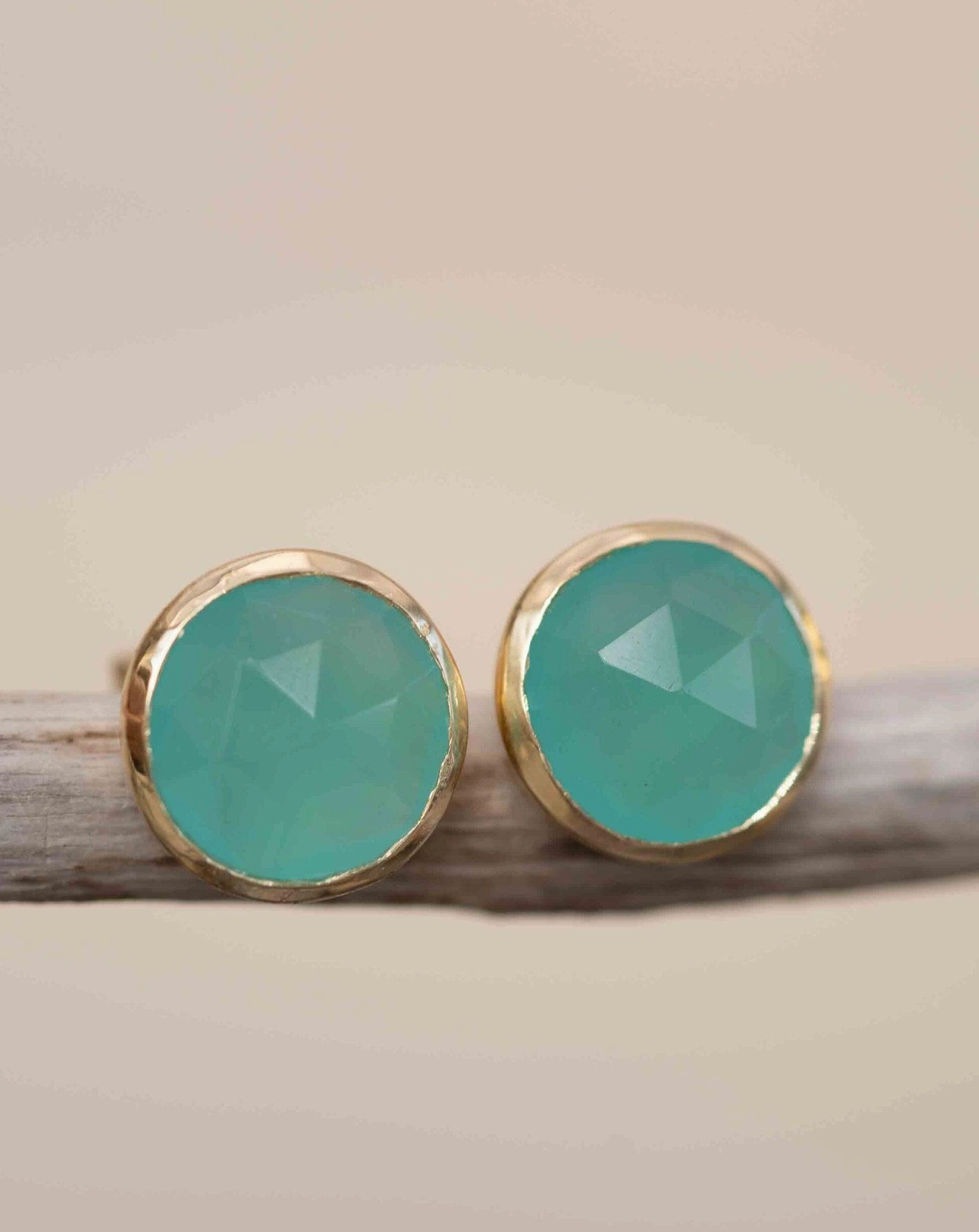 Jamy Earrings ~ Aqua Chalcedony Earrings ~ 18k Gold Plated ~ ME179