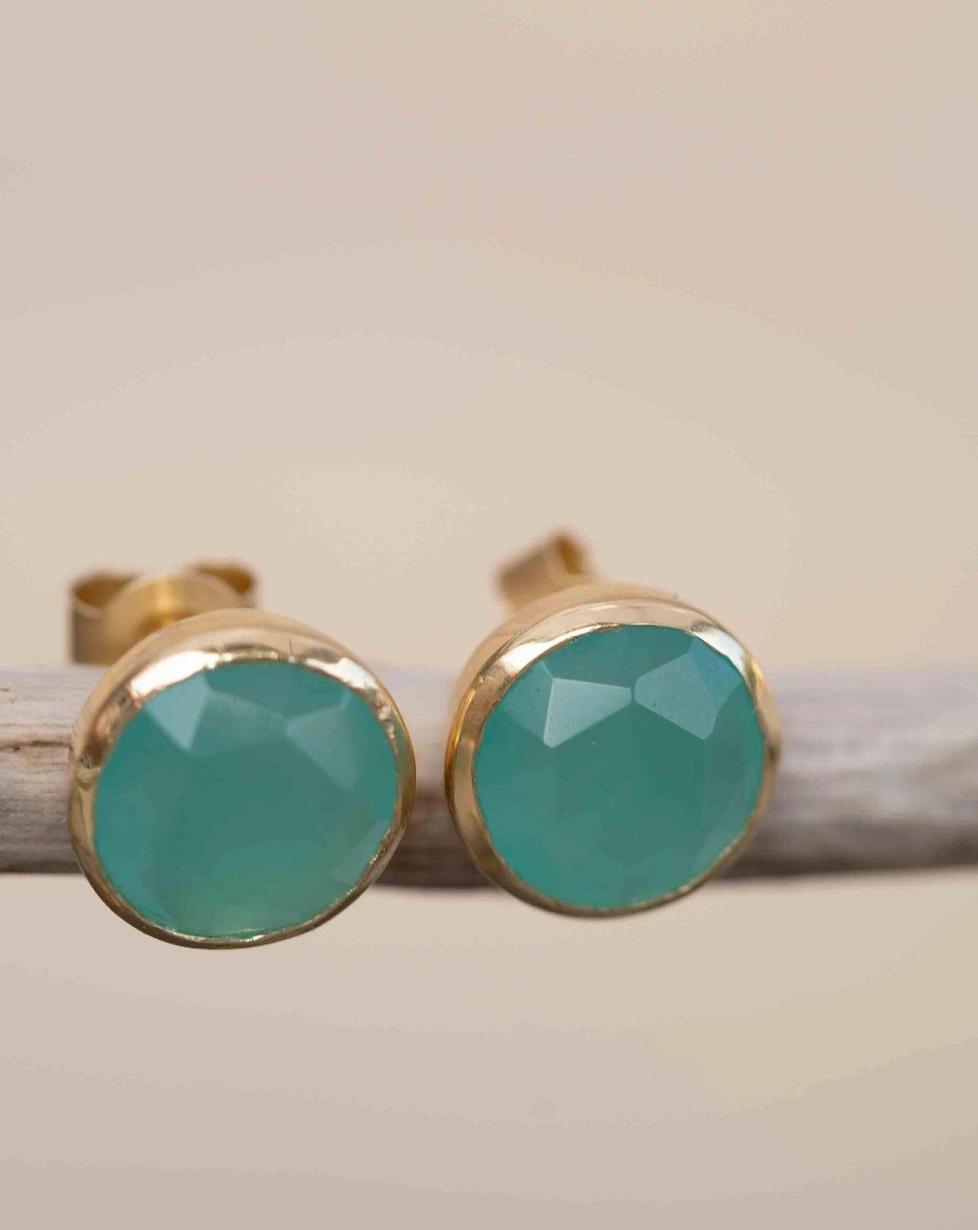 Jamy Earrings ~ Aqua Chalcedony Earrings ~ 18k Gold Plated ~ ME179