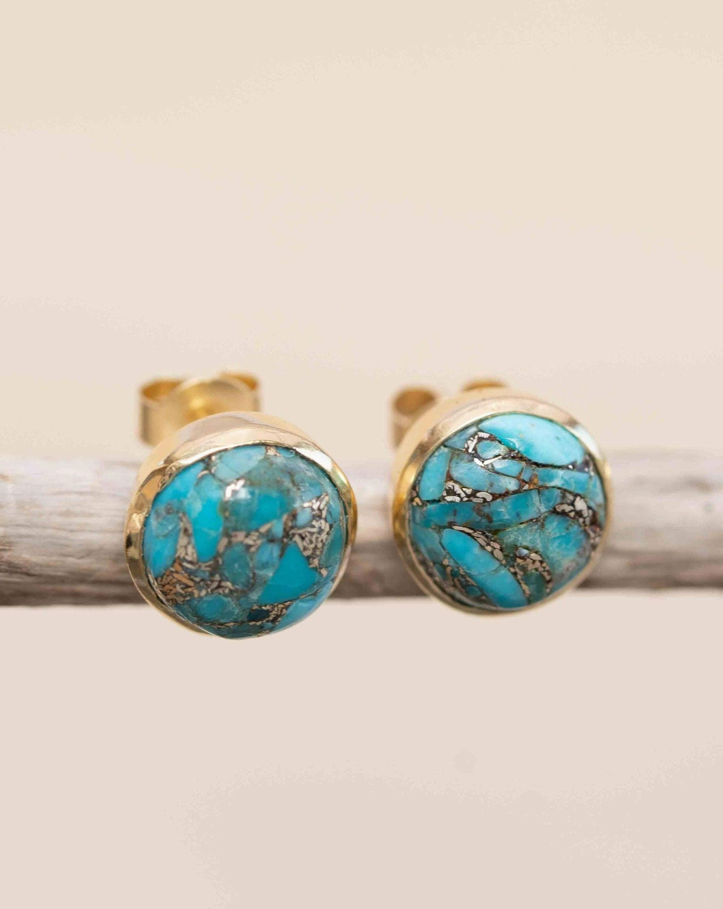 Jamy Earrings ~ Copper Turquoise ~ 18k Gold Plated ~ ME177