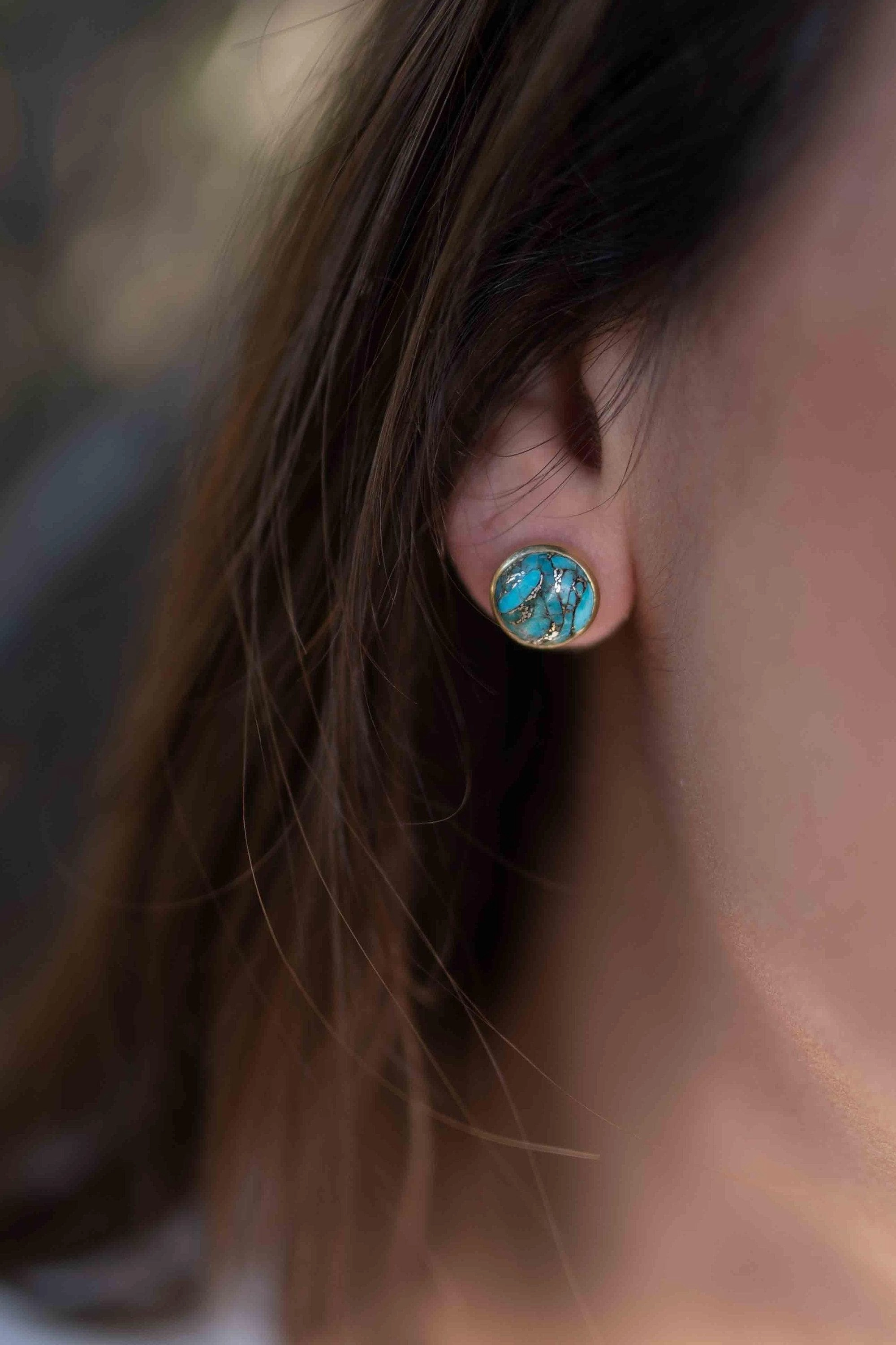 Jamy Earrings ~ Copper Turquoise ~ 18k Gold Plated ~ ME177