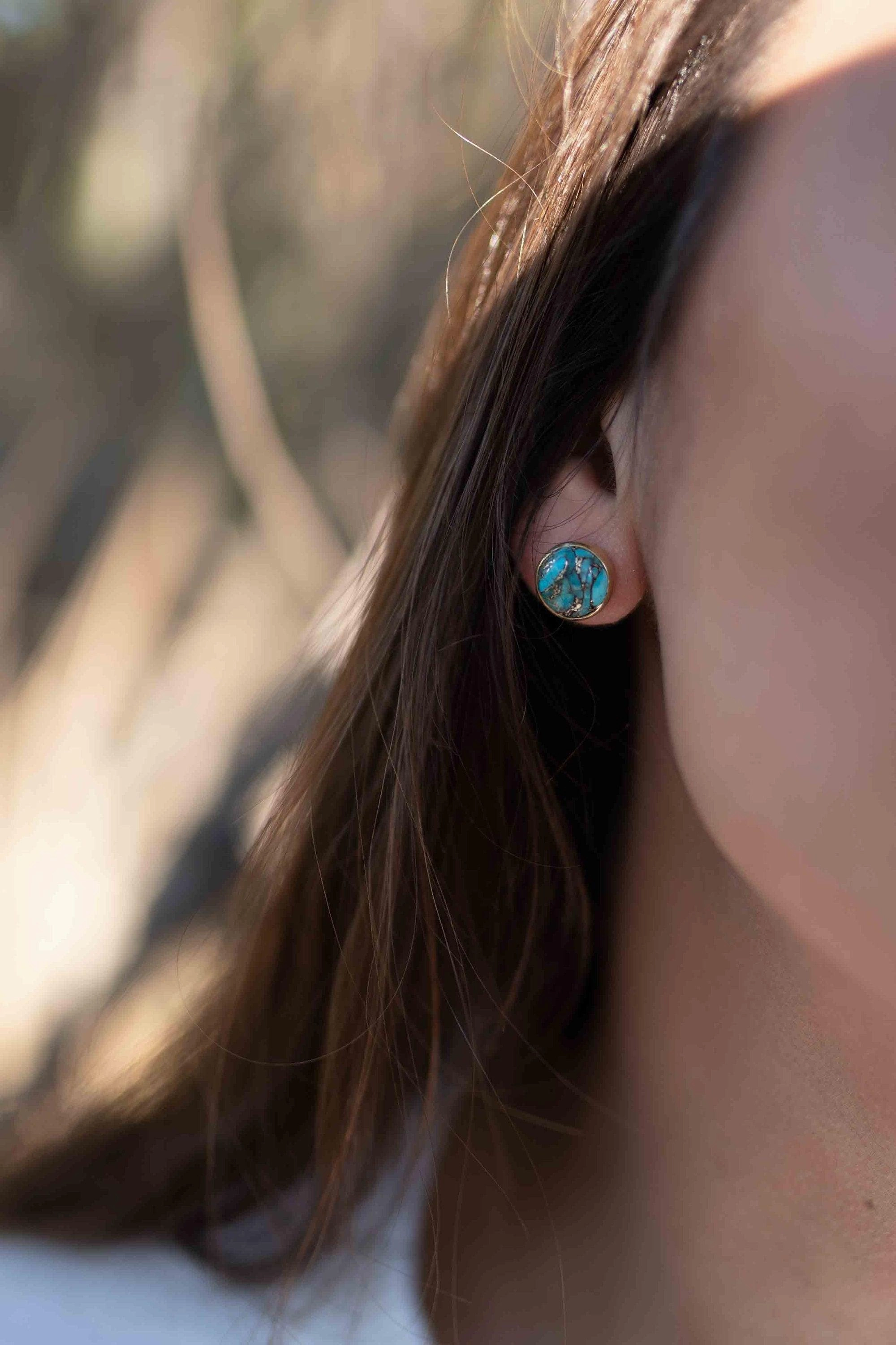 Jamy Earrings ~ Copper Turquoise ~ 18k Gold Plated ~ ME177