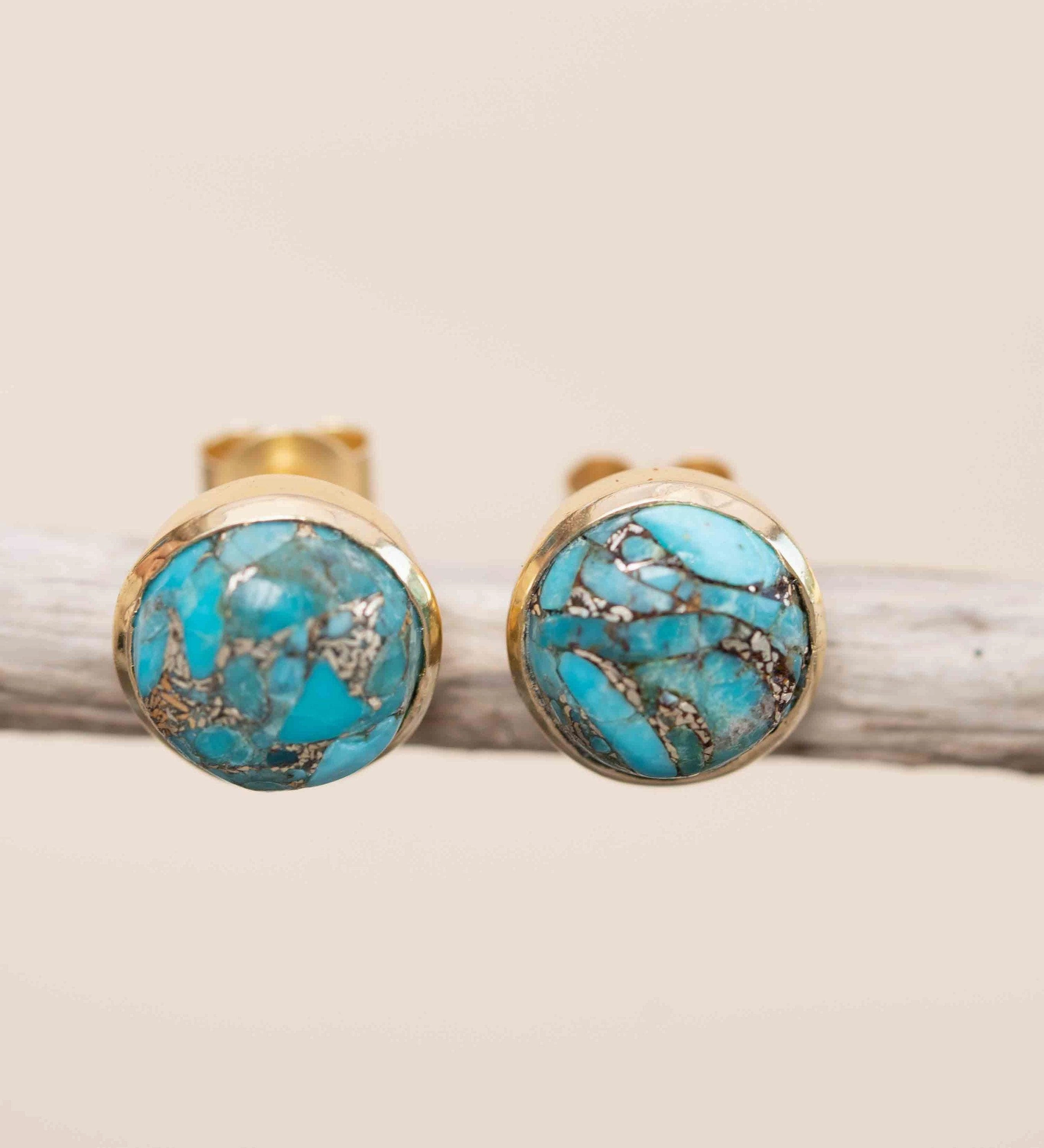 Jamy Earrings ~ Copper Turquoise ~ 18k Gold Plated ~ ME177