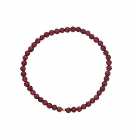 January Birthstone Bracelet: 4mm Faceted Garnet Bracelet With Gold Filled Finishing Bead