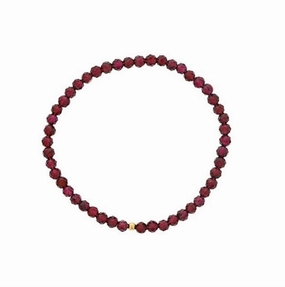 January Birthstone Bracelet: 4mm Faceted Garnet Bracelet With Gold Filled Finishing Bead
