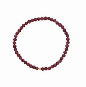 January Birthstone Bracelet: 4mm Faceted Garnet Bracelet With Gold Filled Finishing Bead