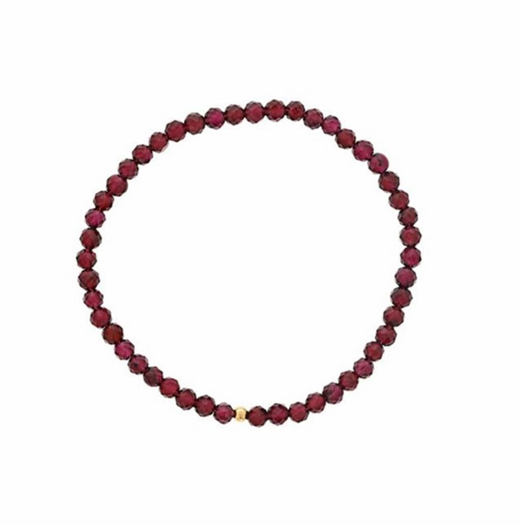 January Birthstone Bracelet: 4mm Faceted Garnet Bracelet With Gold Filled Finishing Bead