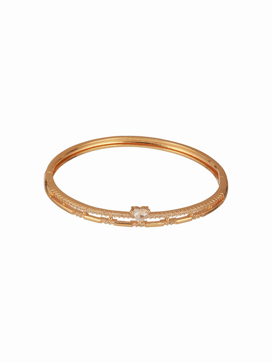 Jazz And Sizzle  Rose Gold-Plated Triangular Shaped AD studded Bangles type Bracelet