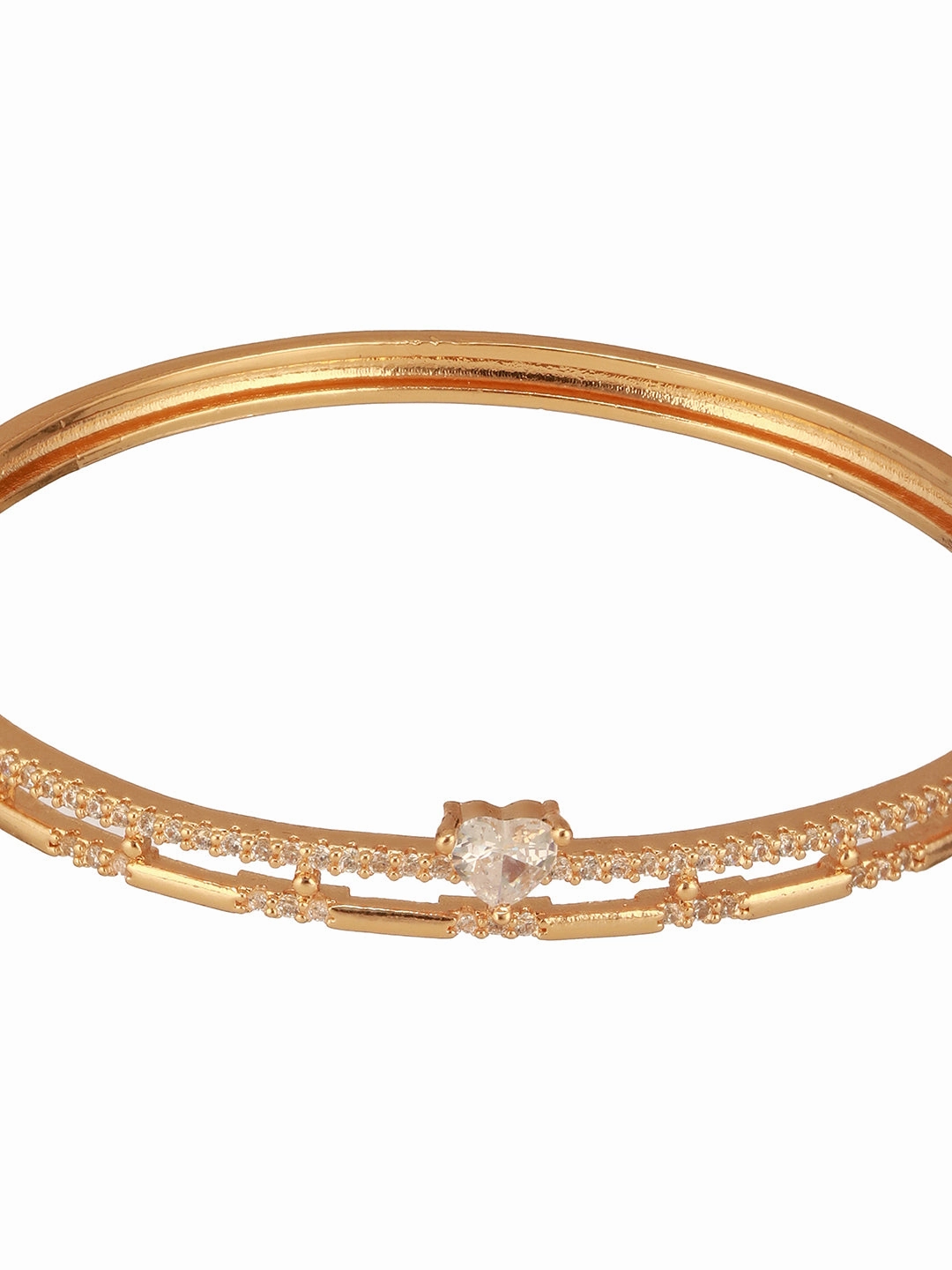 Jazz And Sizzle  Rose Gold-Plated Triangular Shaped AD studded Bangles type Bracelet