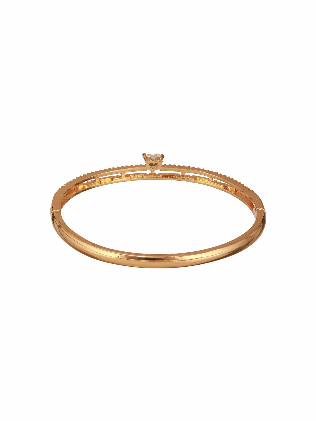 Jazz And Sizzle  Rose Gold-Plated Triangular Shaped AD studded Bangles type Bracelet