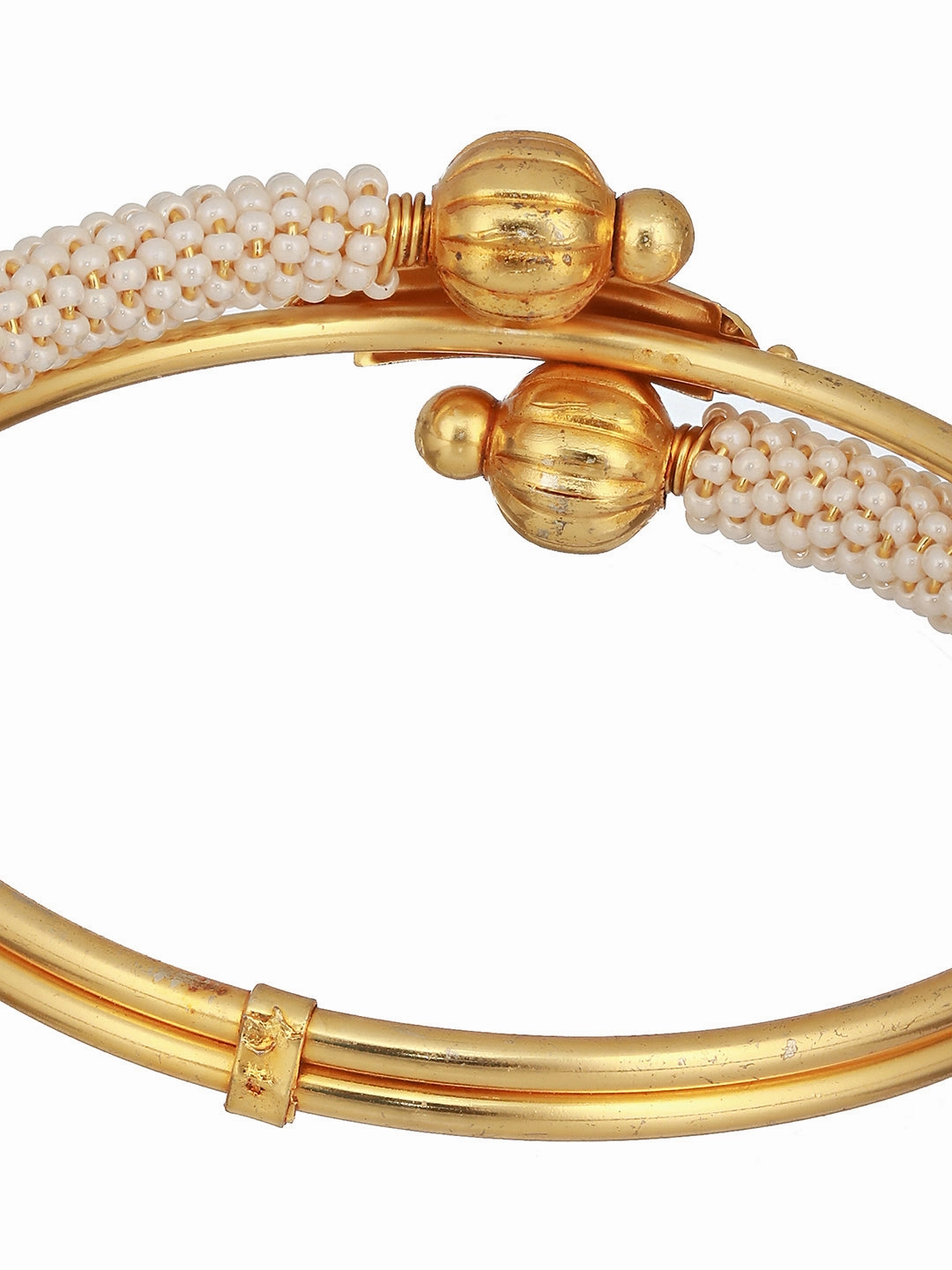 Jazz And Sizzle Set Of 2 Gold-Plated Red Pearl Beaded Handcrafted Bangles